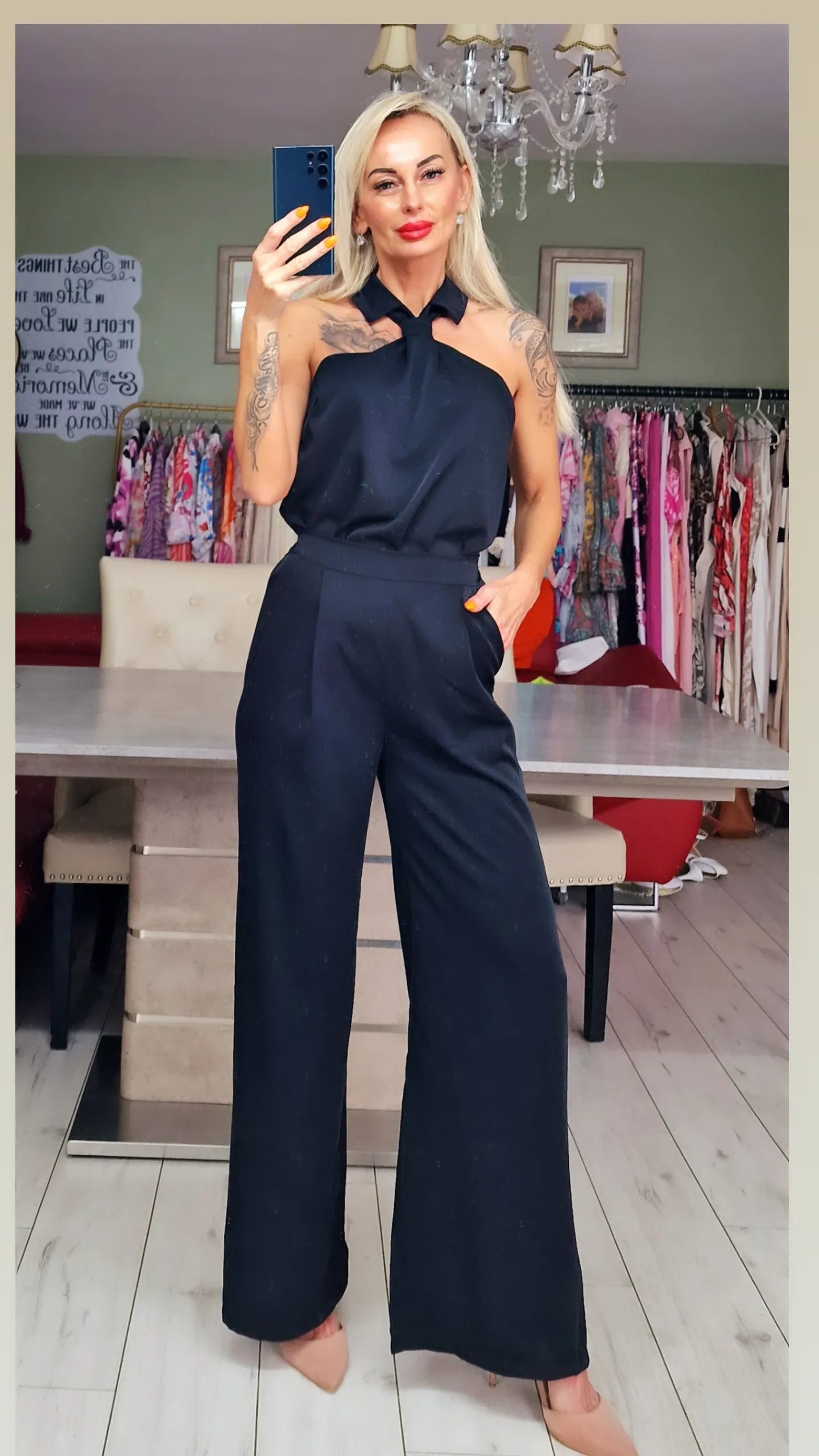 Black Set Off Trousers ad Top