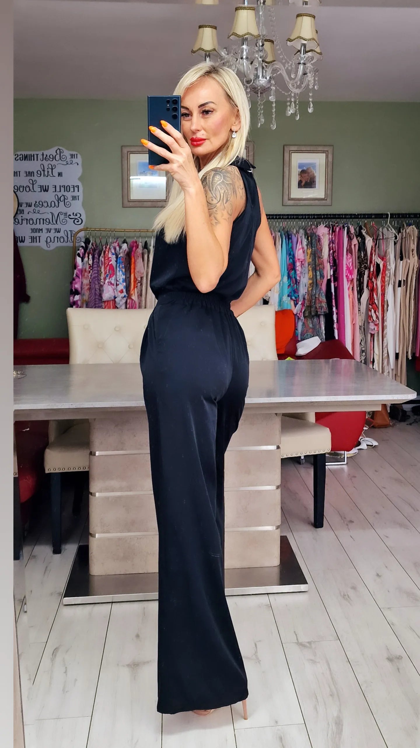 Black Set Off Trousers ad Top