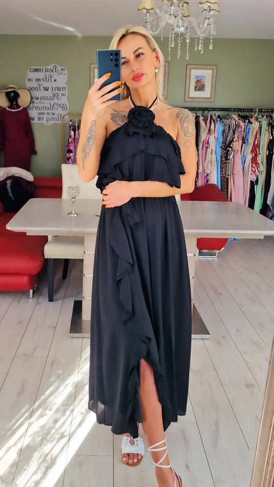 Black Occasion Rose Dress