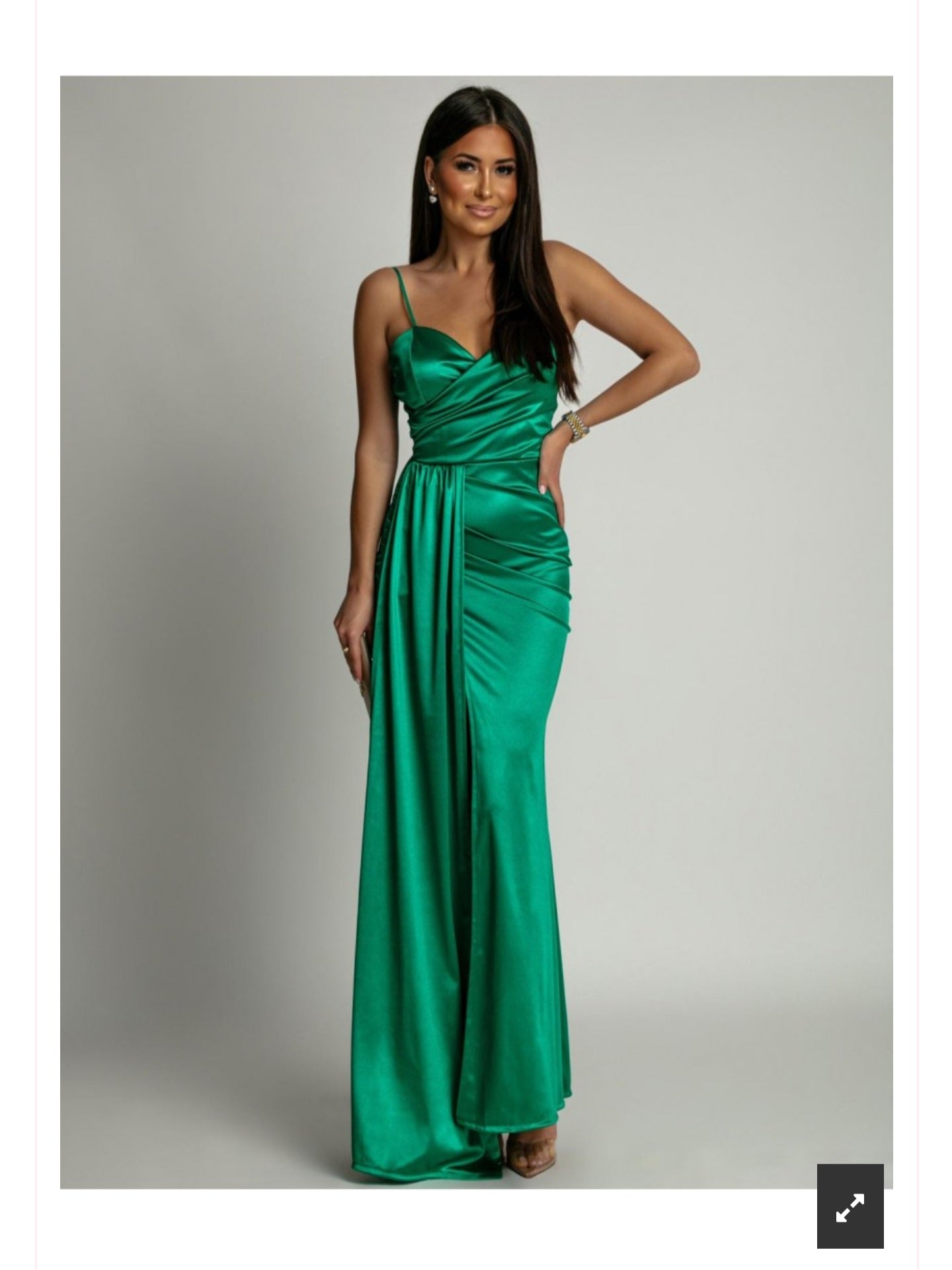 Green Satin Long Occasion Dress