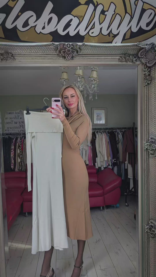 Midi Ribbed Dresses In 2 Colours