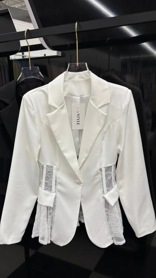 Off White Blazer With Lace