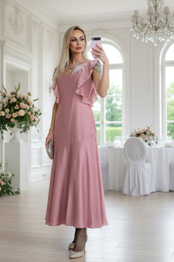 Stunning Light Pink Occasion Silk Dress