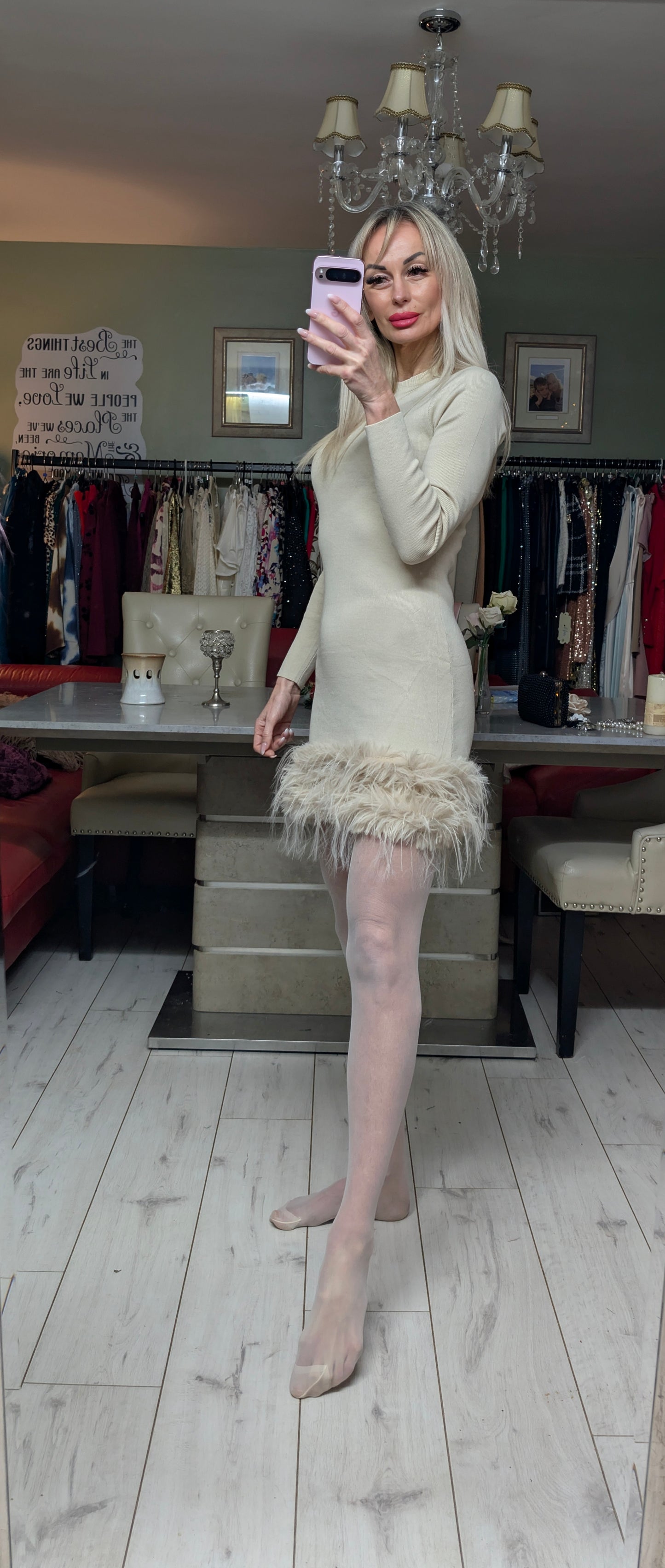 Sweater Dress With Fur