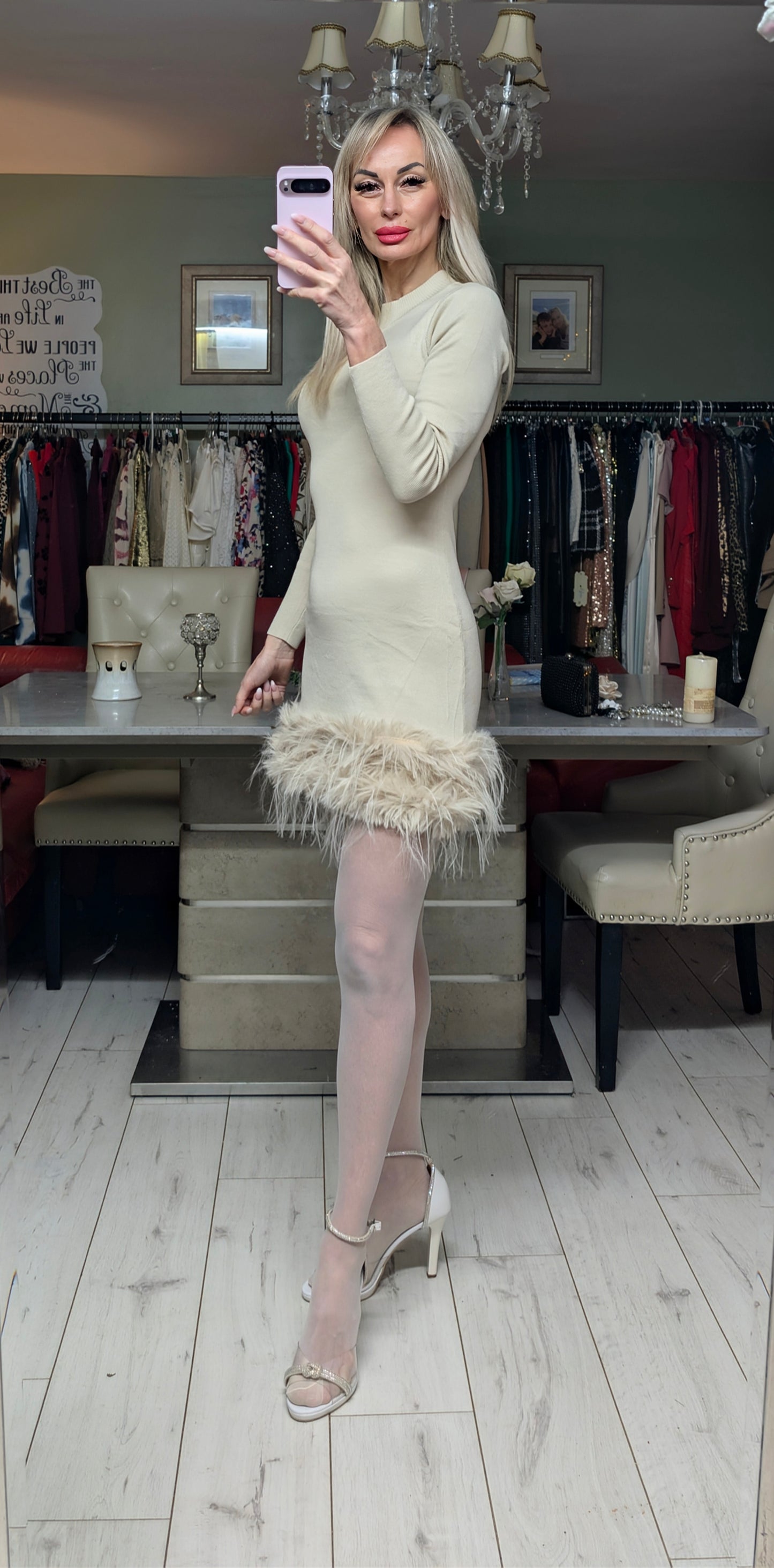 Sweater Dress With Fur