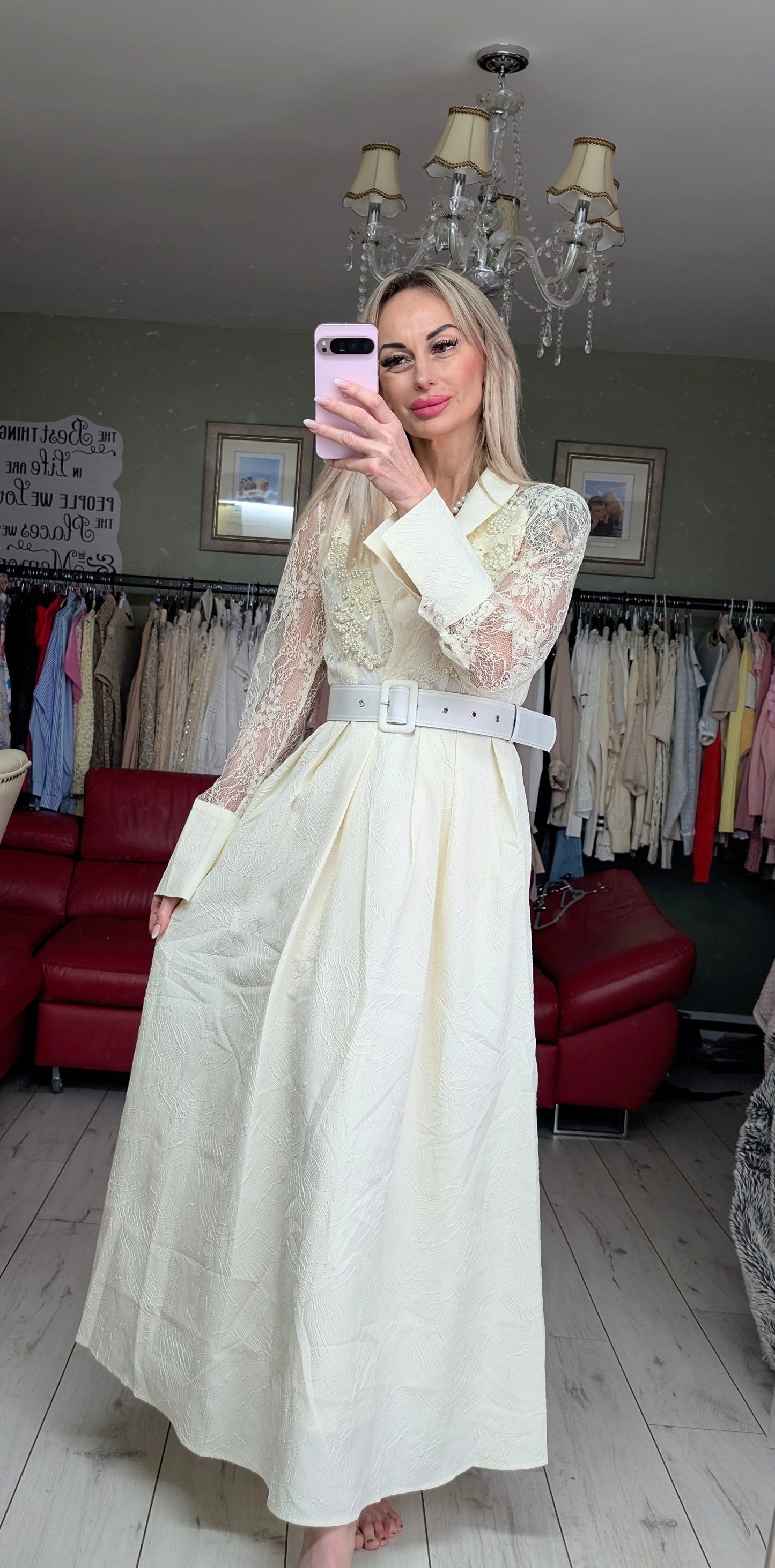 Cream Elegant Maxi Dress
