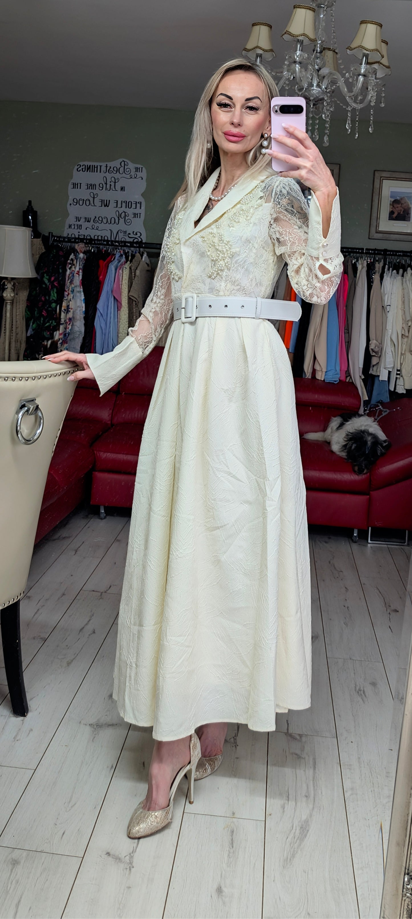 Cream Elegant Maxi Dress
