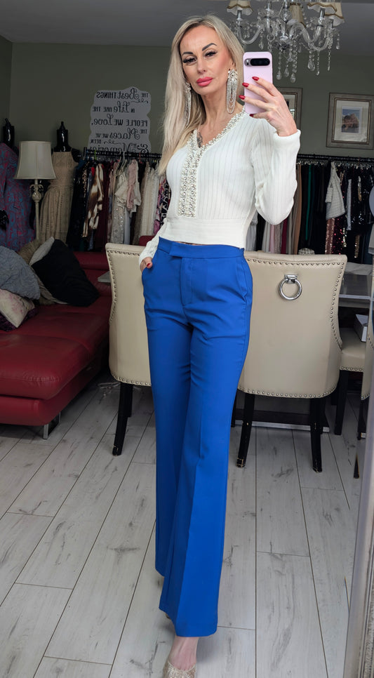 Stunning Blue Colour Of Flared Trousers