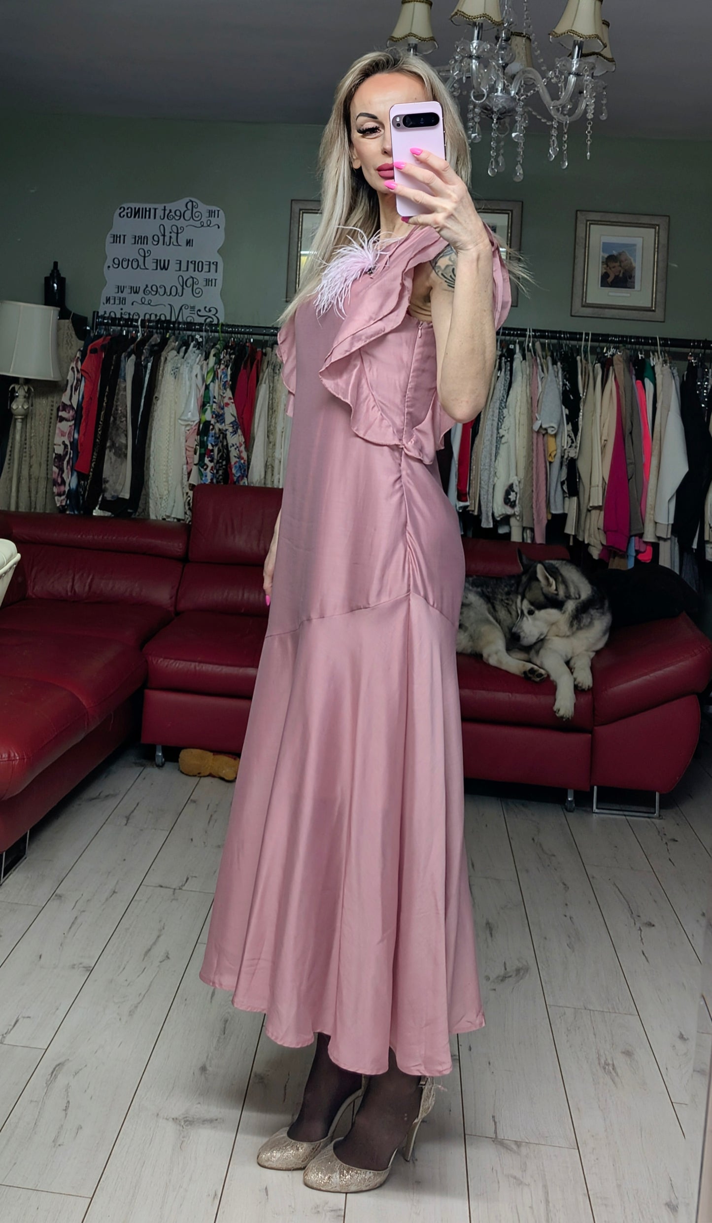 Stunning Light Pink Occasion Silk Dress