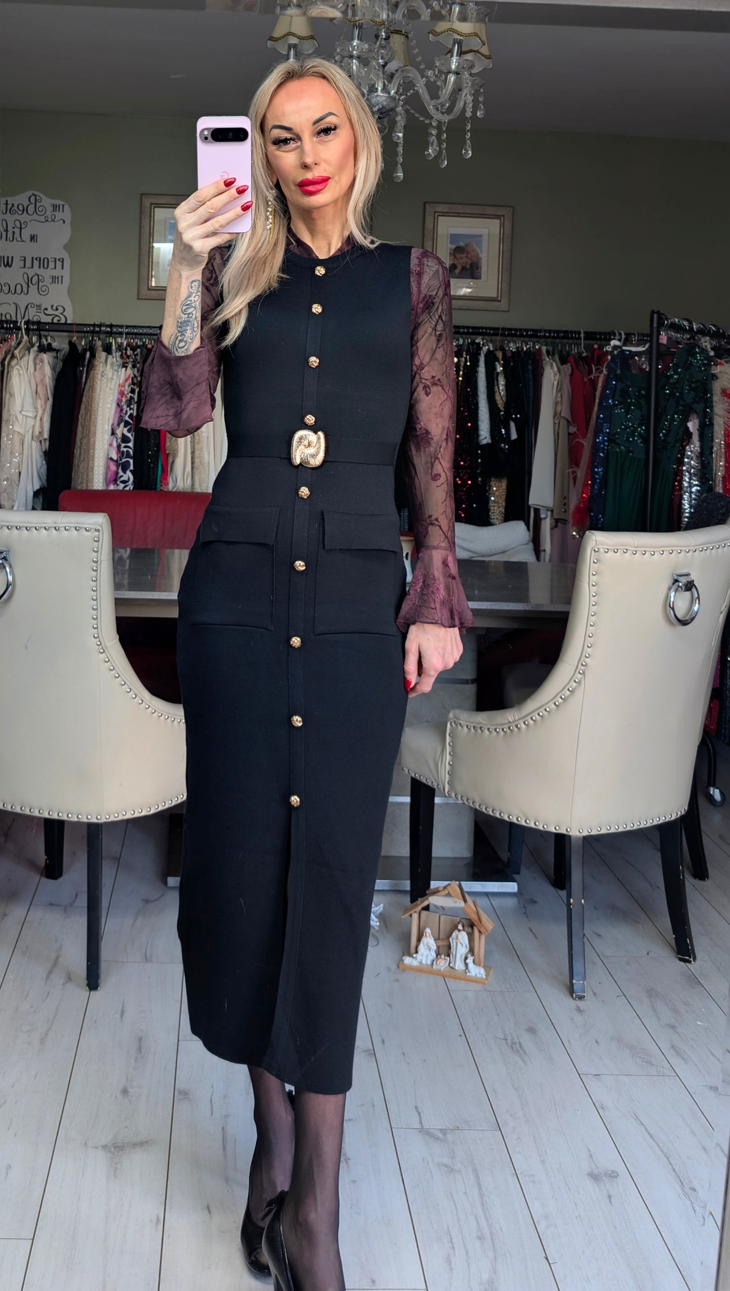 Black With Gold Details Dress
