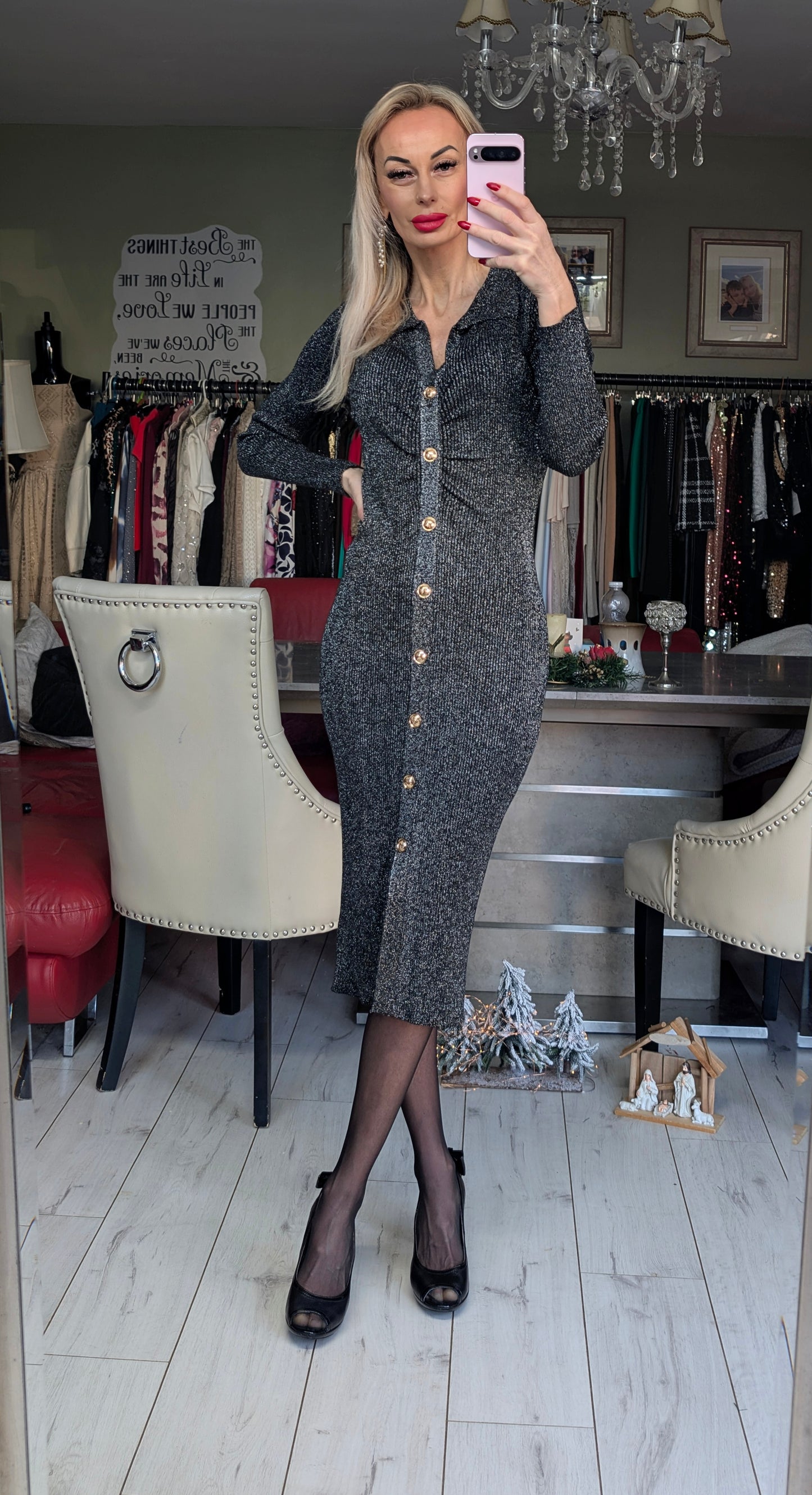Metallic Knitted Dress