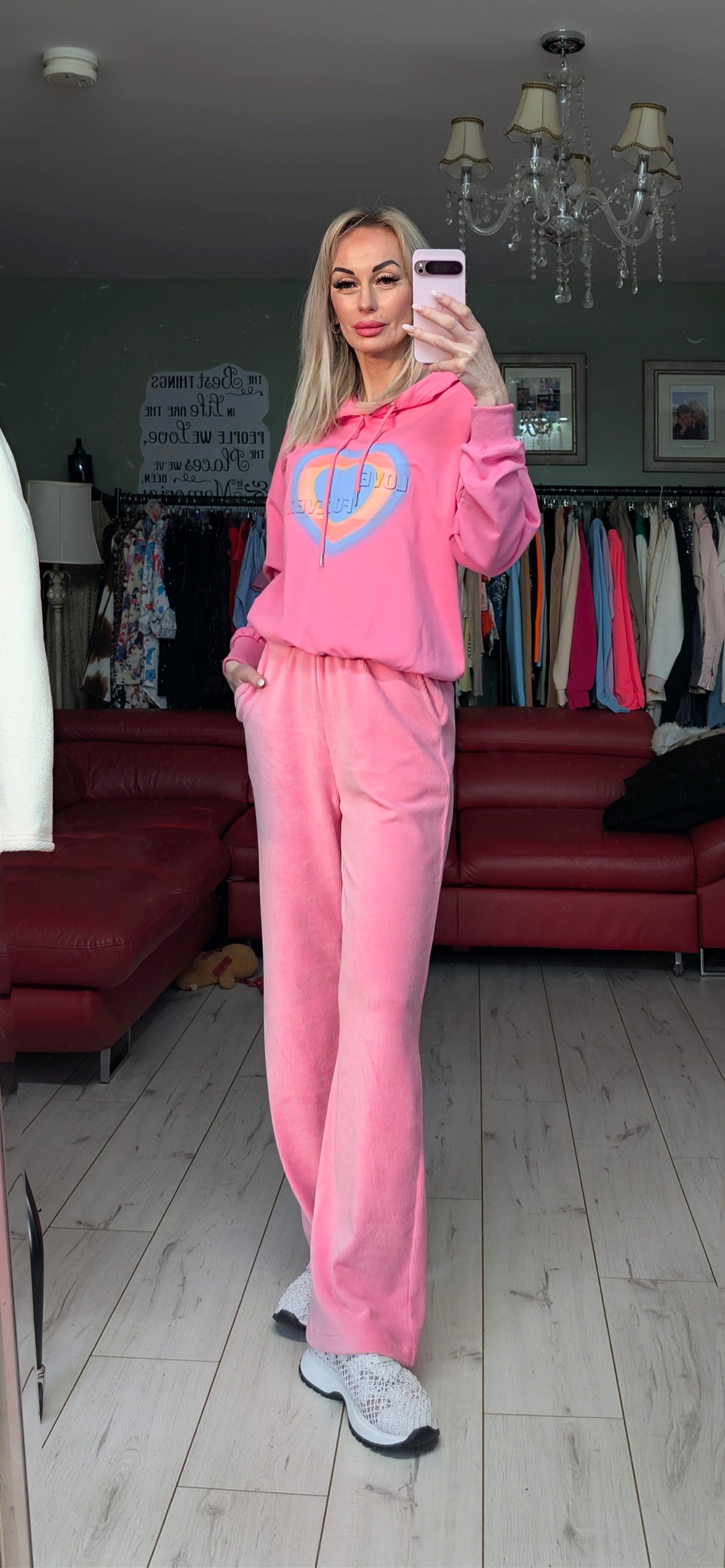 Pink Hoodie With Heart - Love Forever