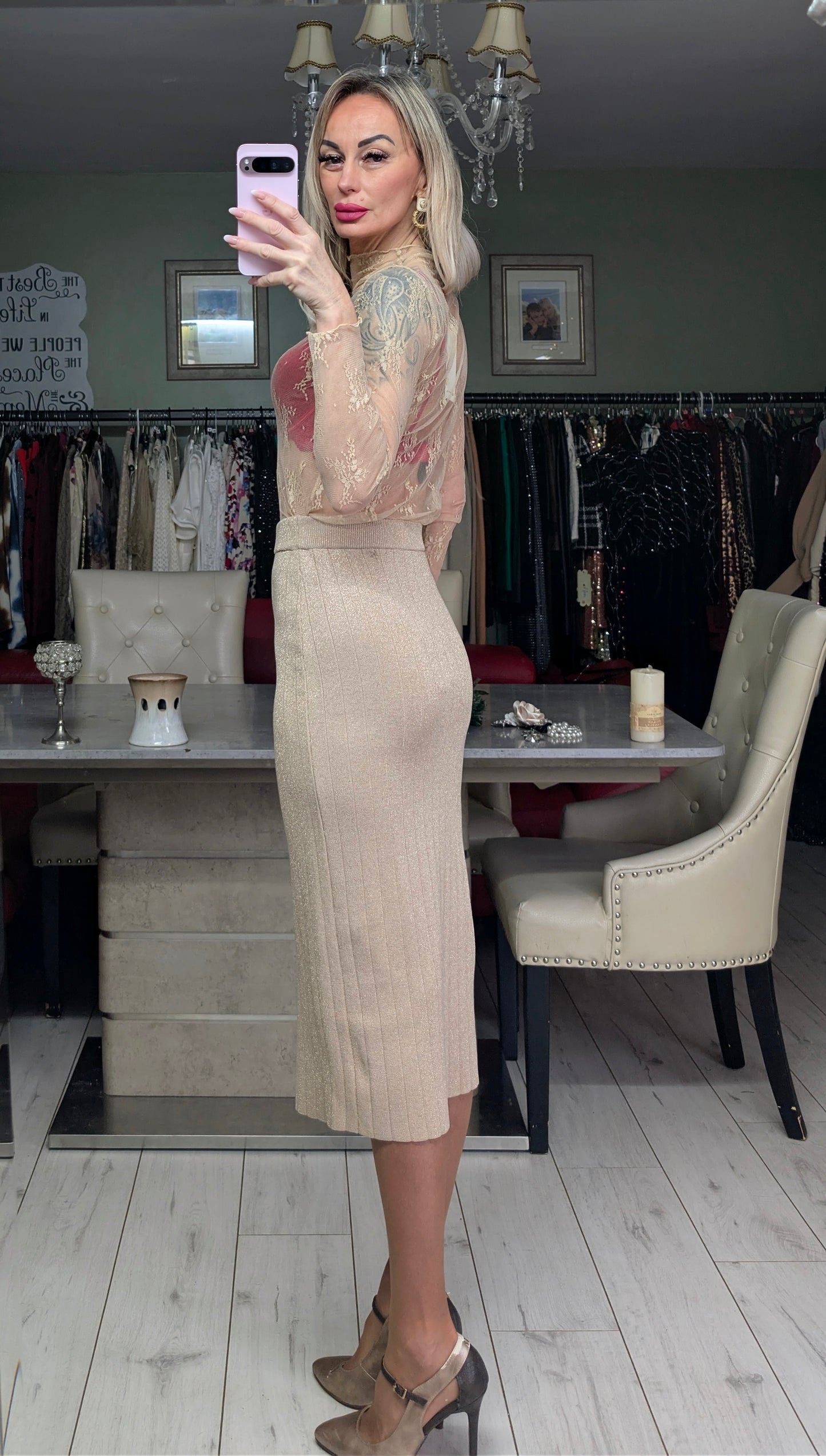 Light Beige Net Top