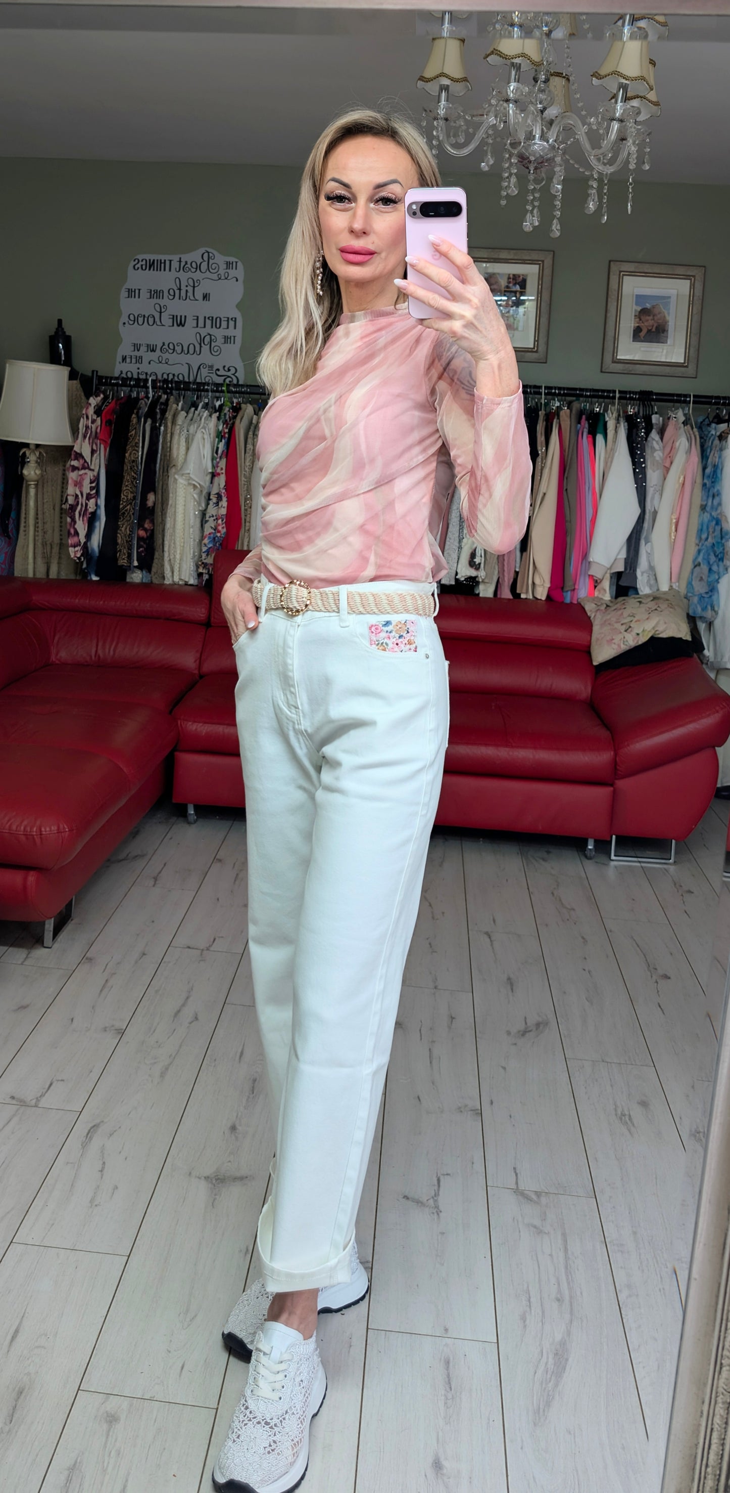 White Trousers With Belt