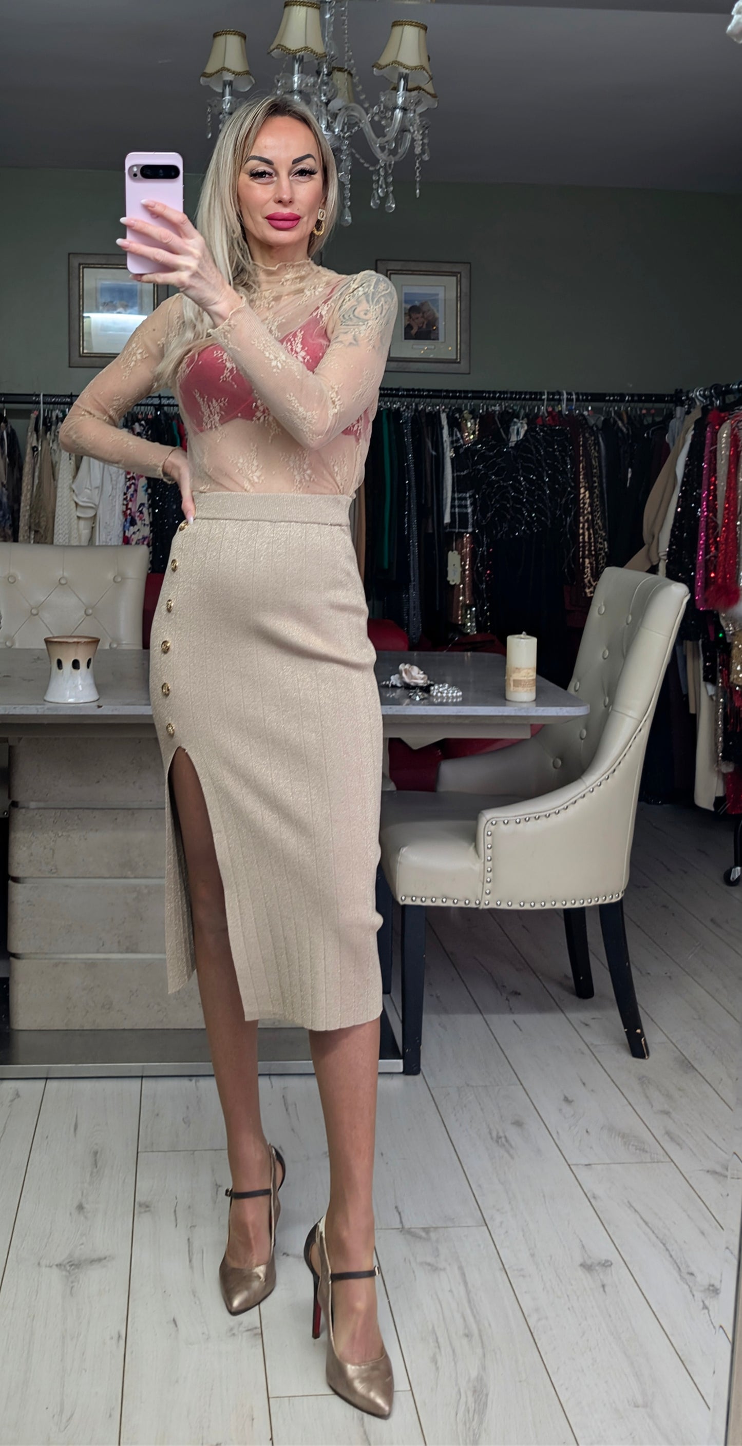 Light Beige Net Top