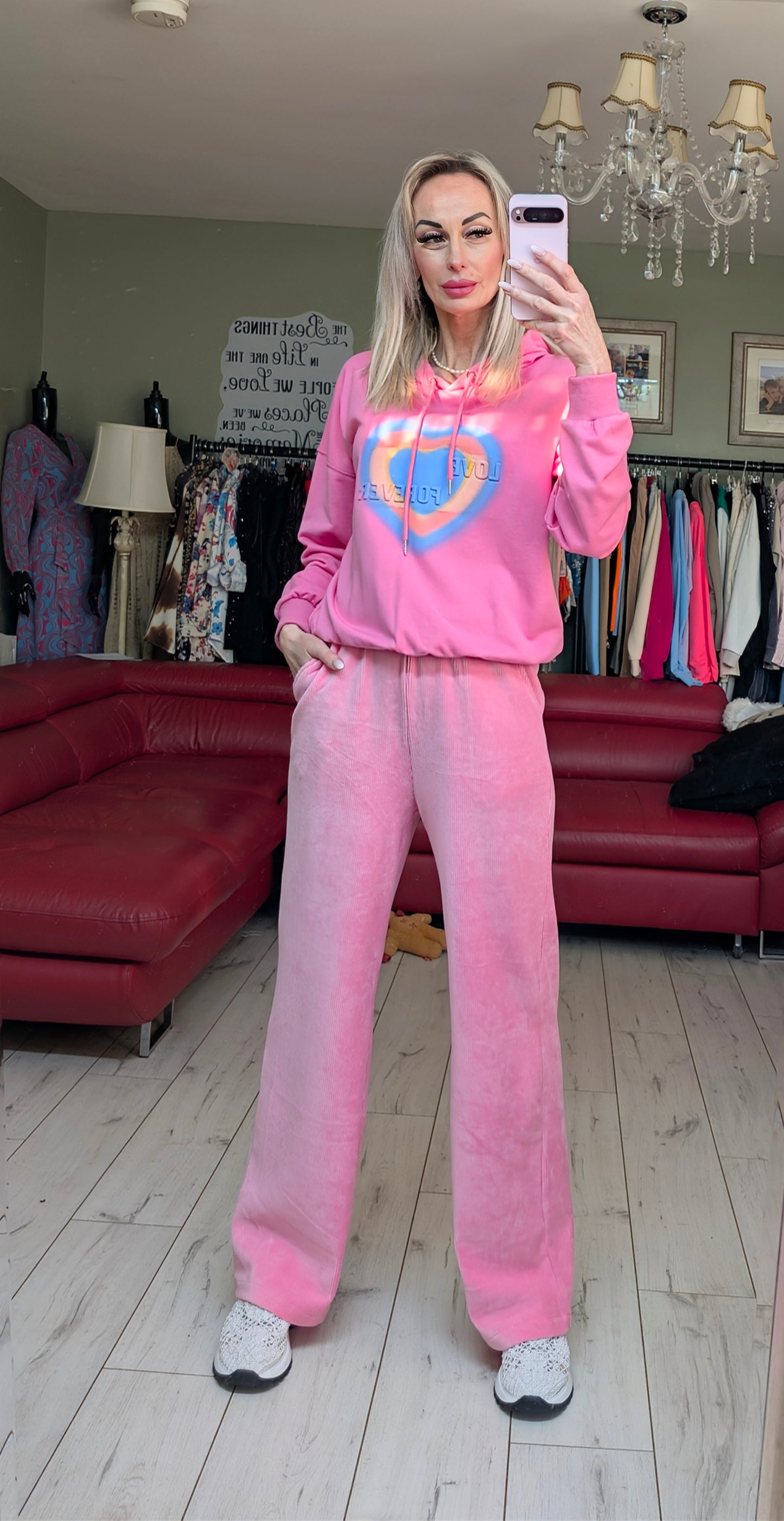 Pink Hoodie With Heart - Love Forever