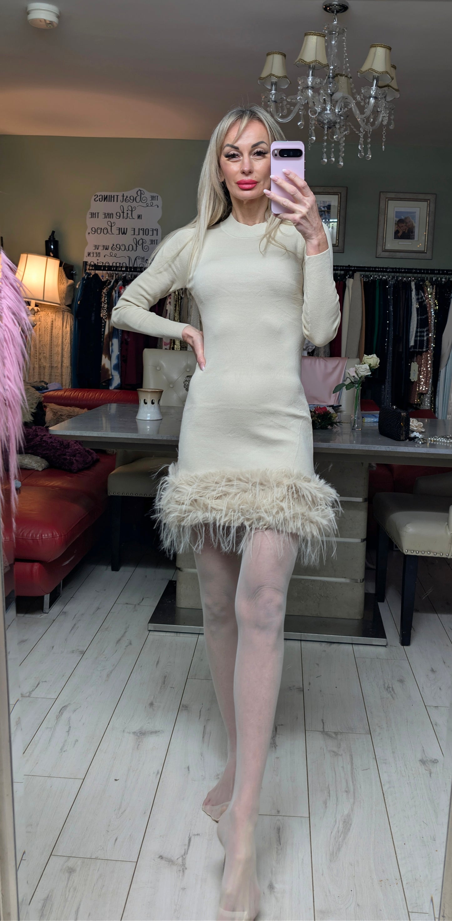 Sweater Dress With Fur