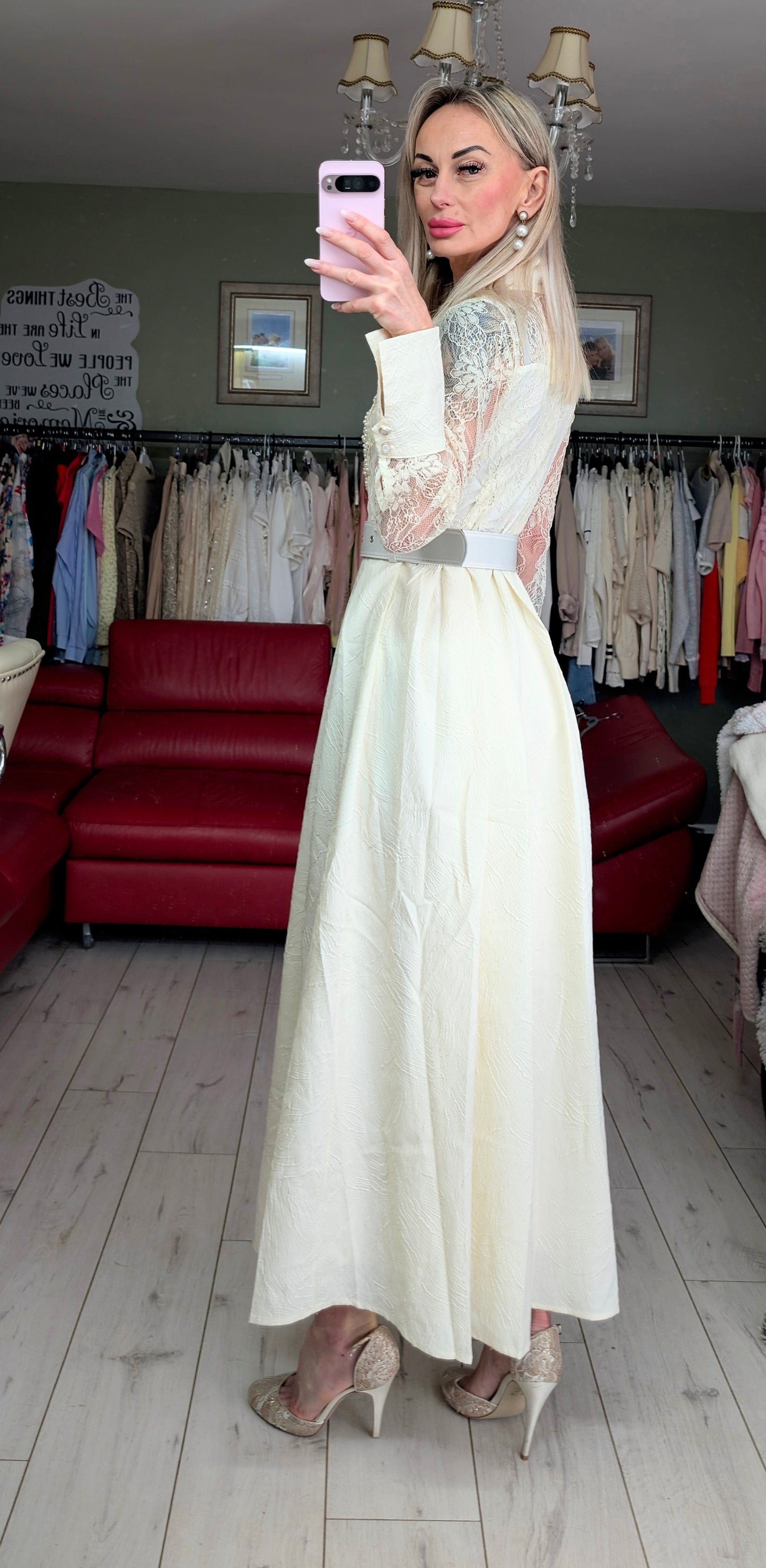 Cream Elegant Maxi Dress