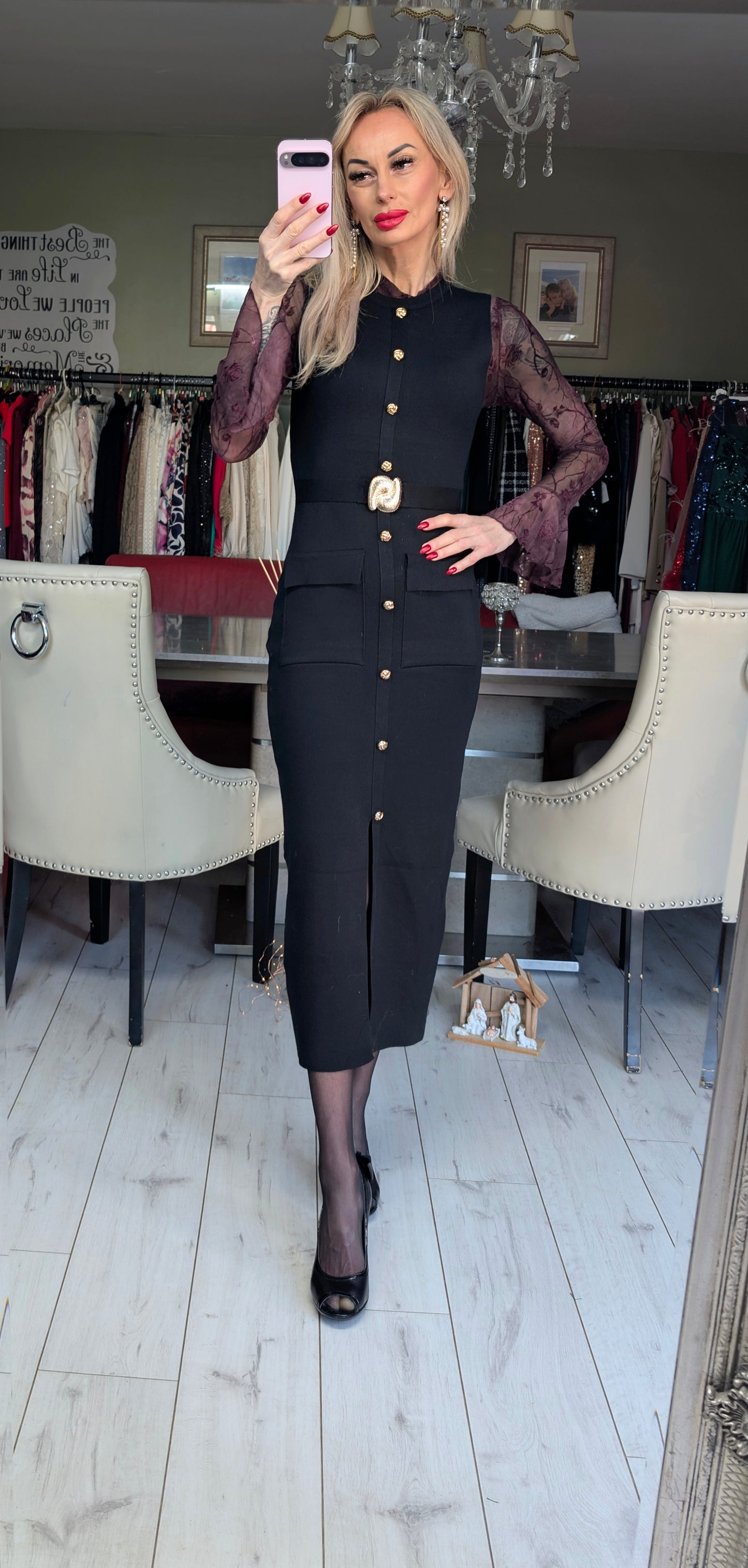 Black With Gold Details Dress