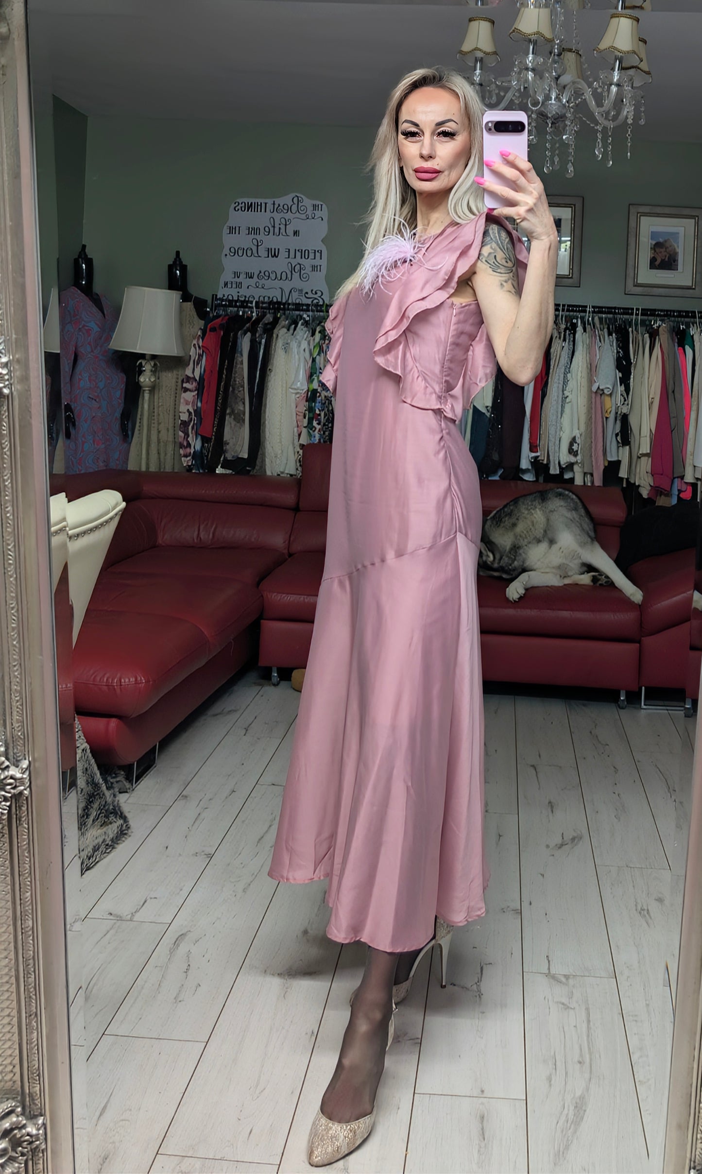 Stunning Light Pink Occasion Silk Dress