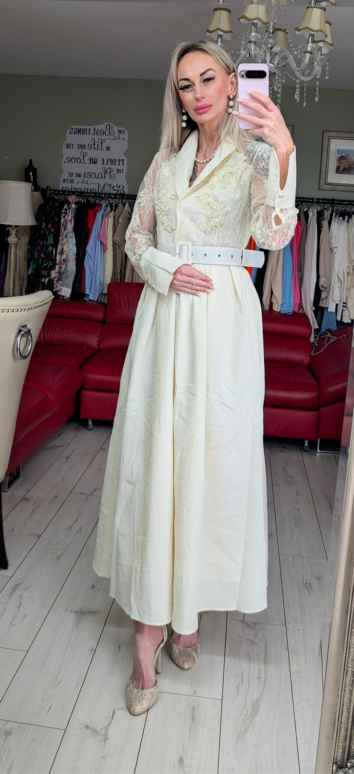 Cream Elegant Maxi Dress