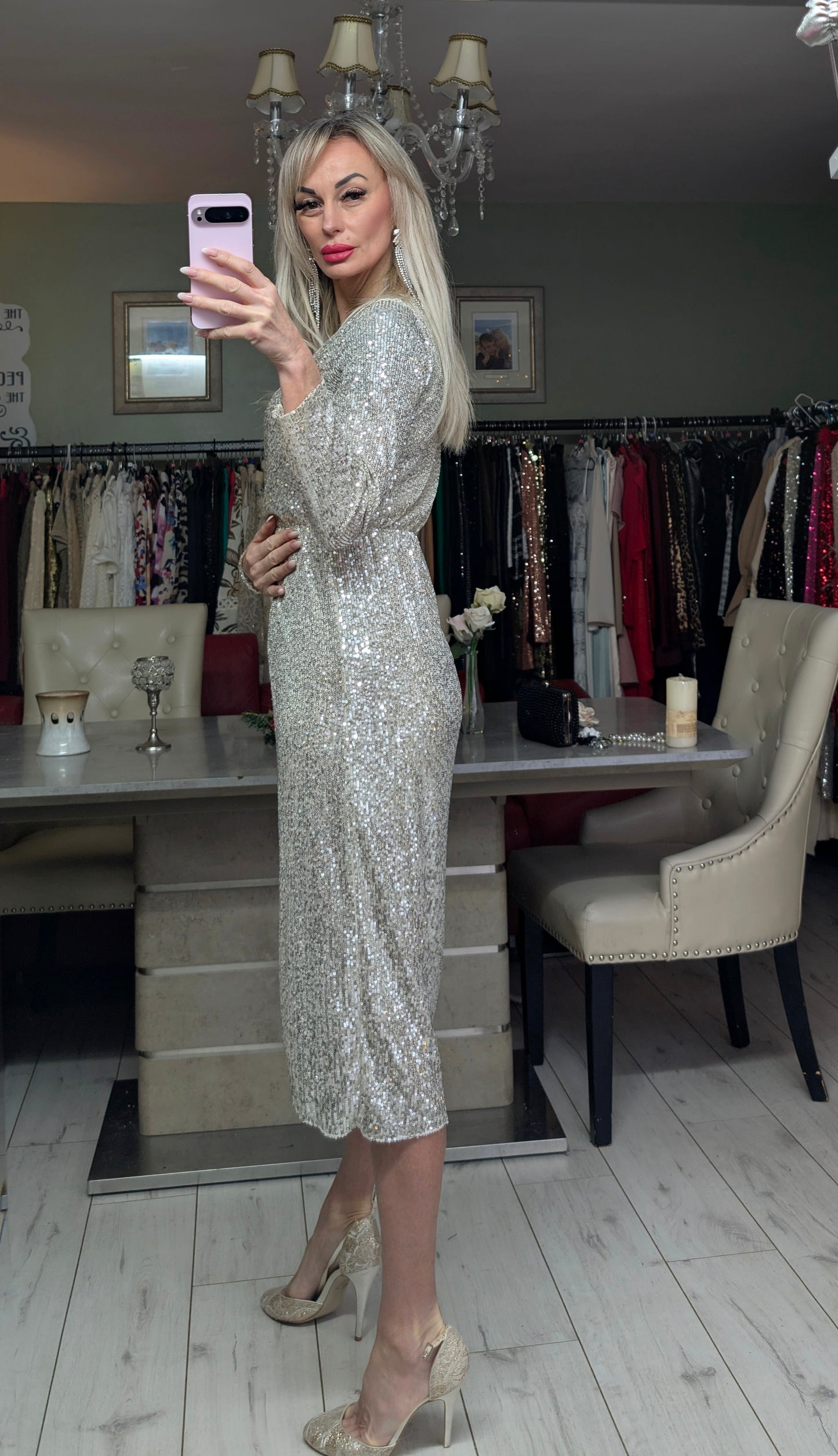 Sequin Dress In Silver And Gold