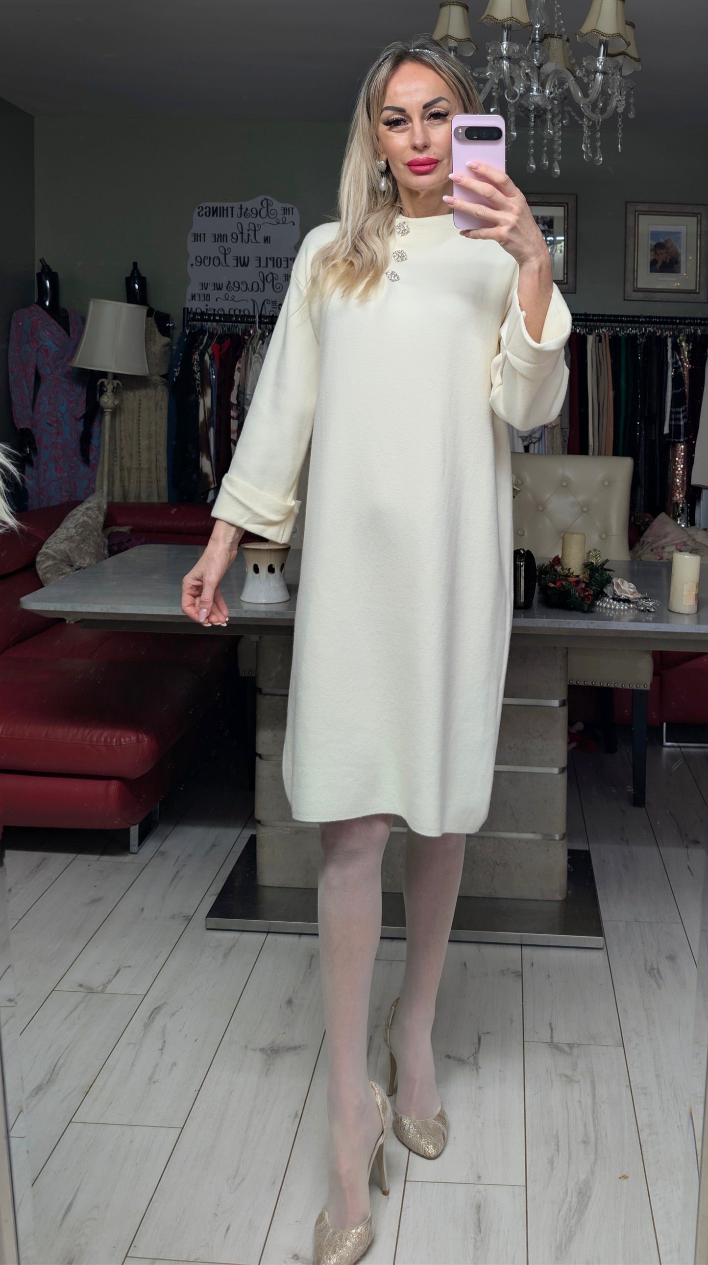 Alpaca Creamy Colour Oversized Dress