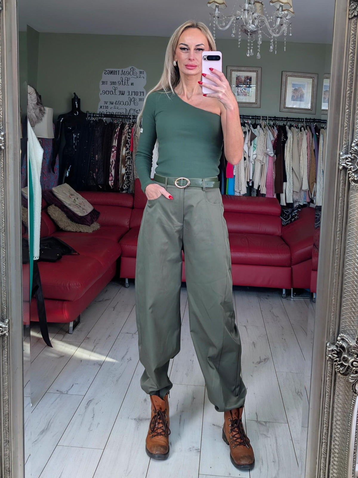 Bodysuits Khaki One Shoulder