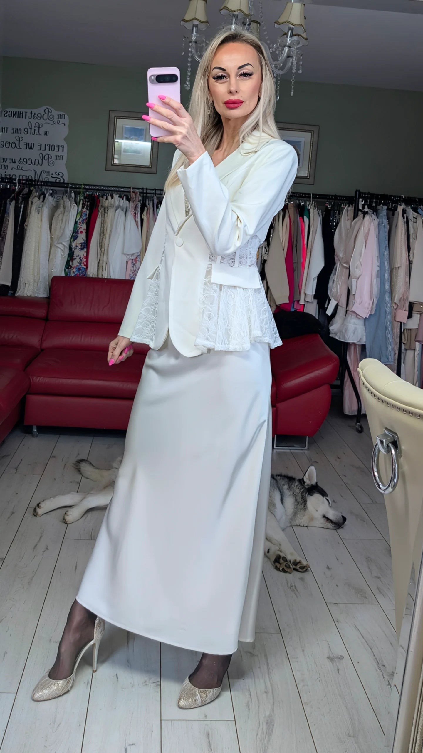 Off White Blazer With Lace