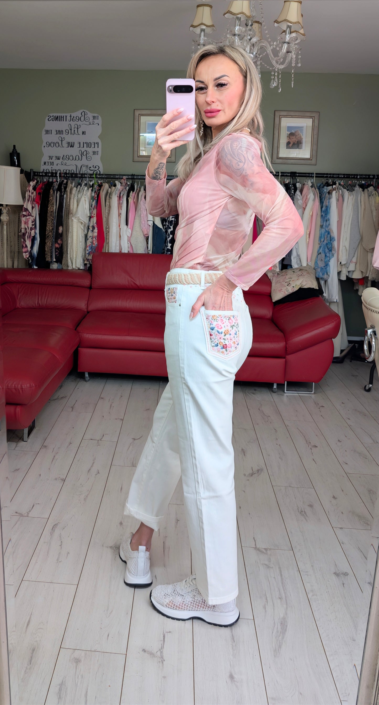 White Trousers With Belt