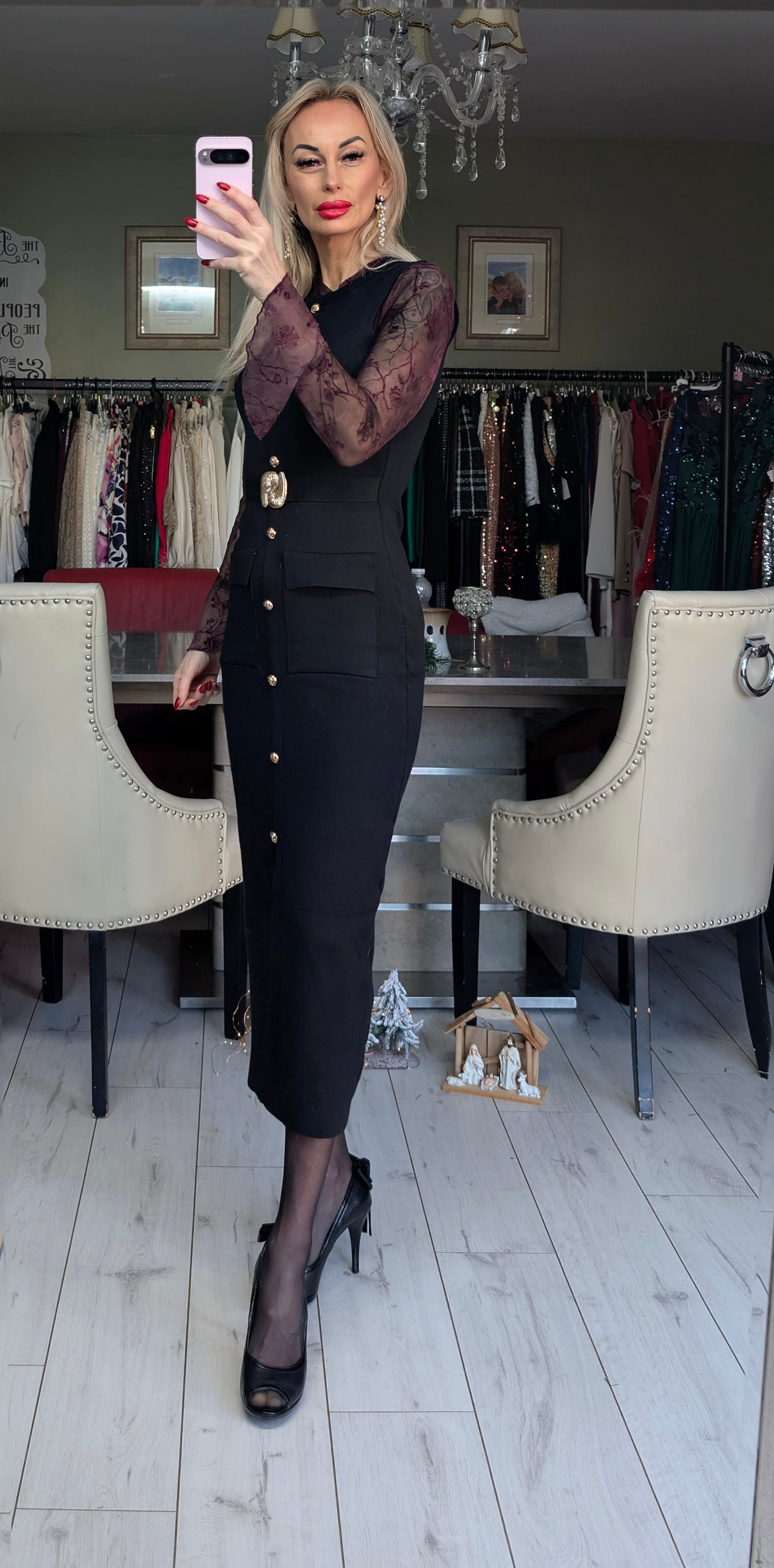Black With Gold Details Dress