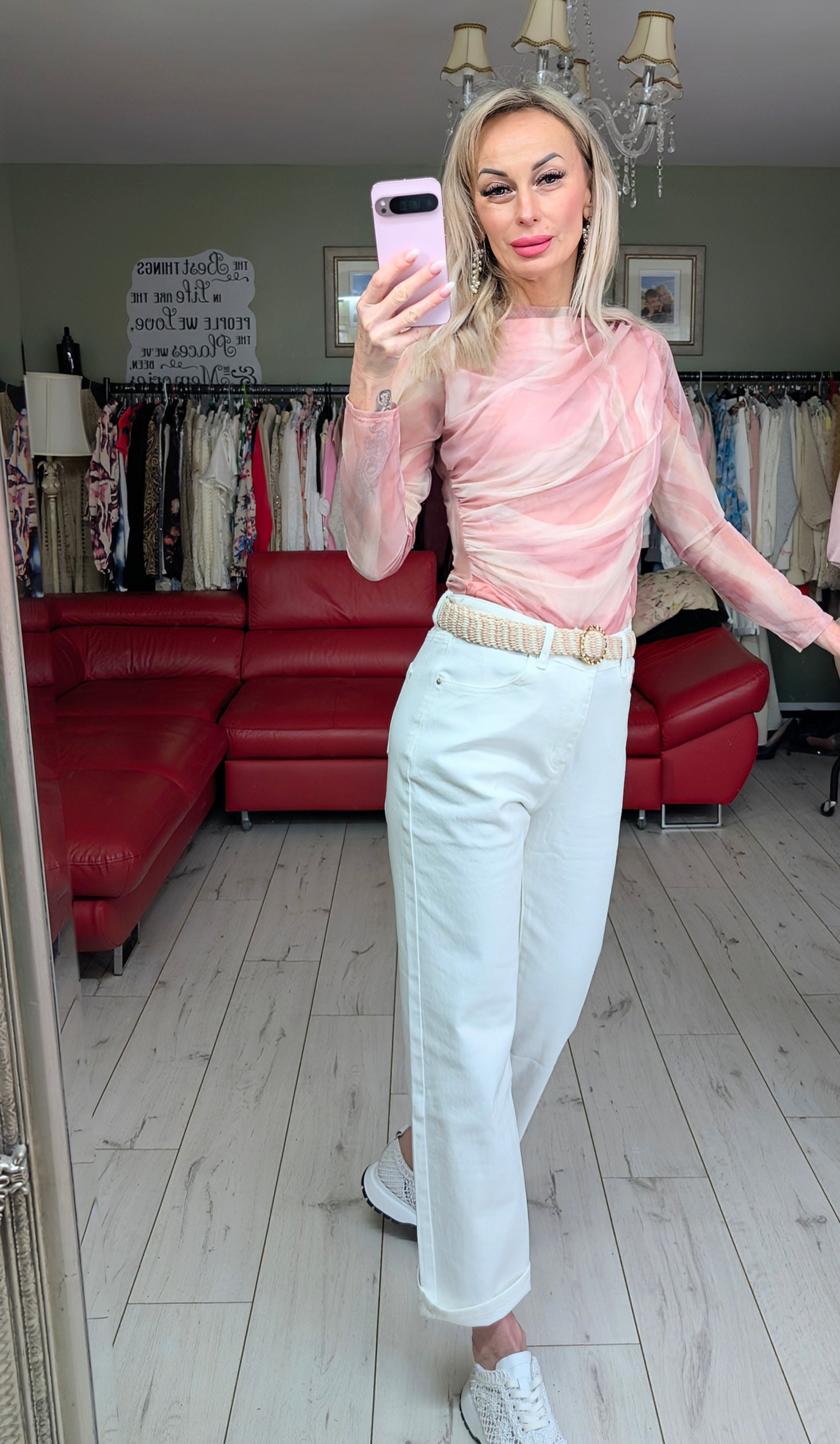 White Trousers With Belt