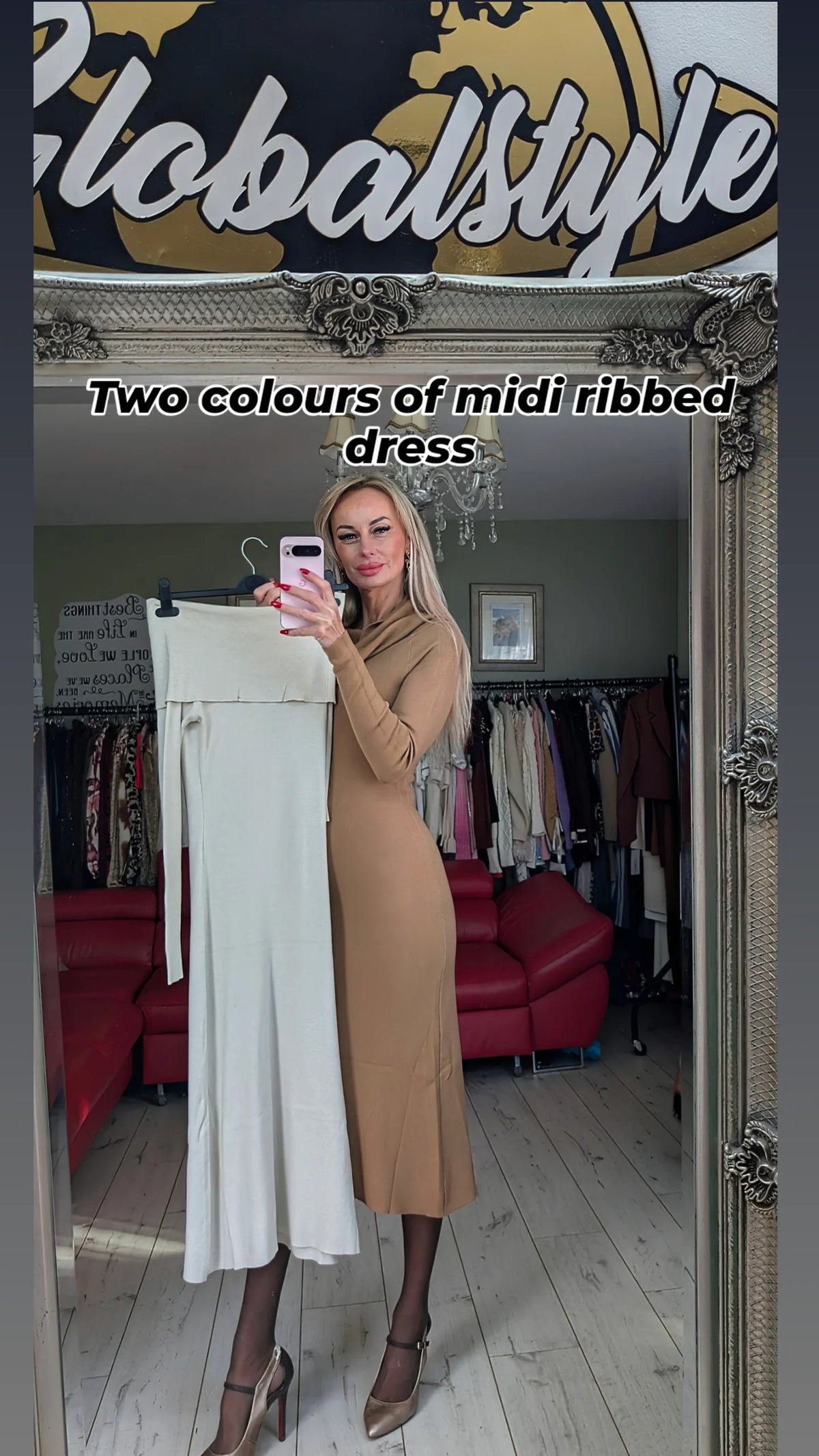 Midi Ribbed Dresses In 2 Colours