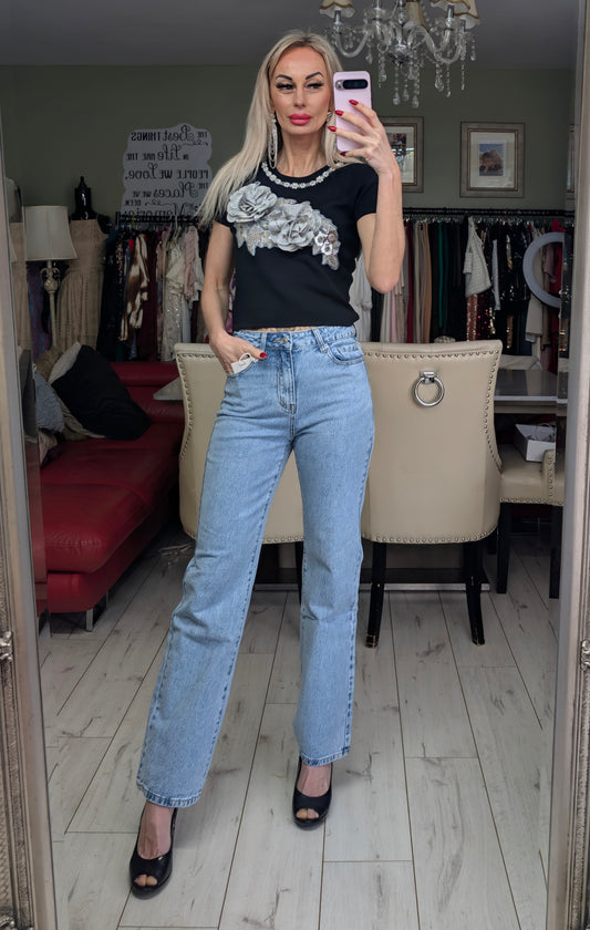 3D Flowers Knitted Top