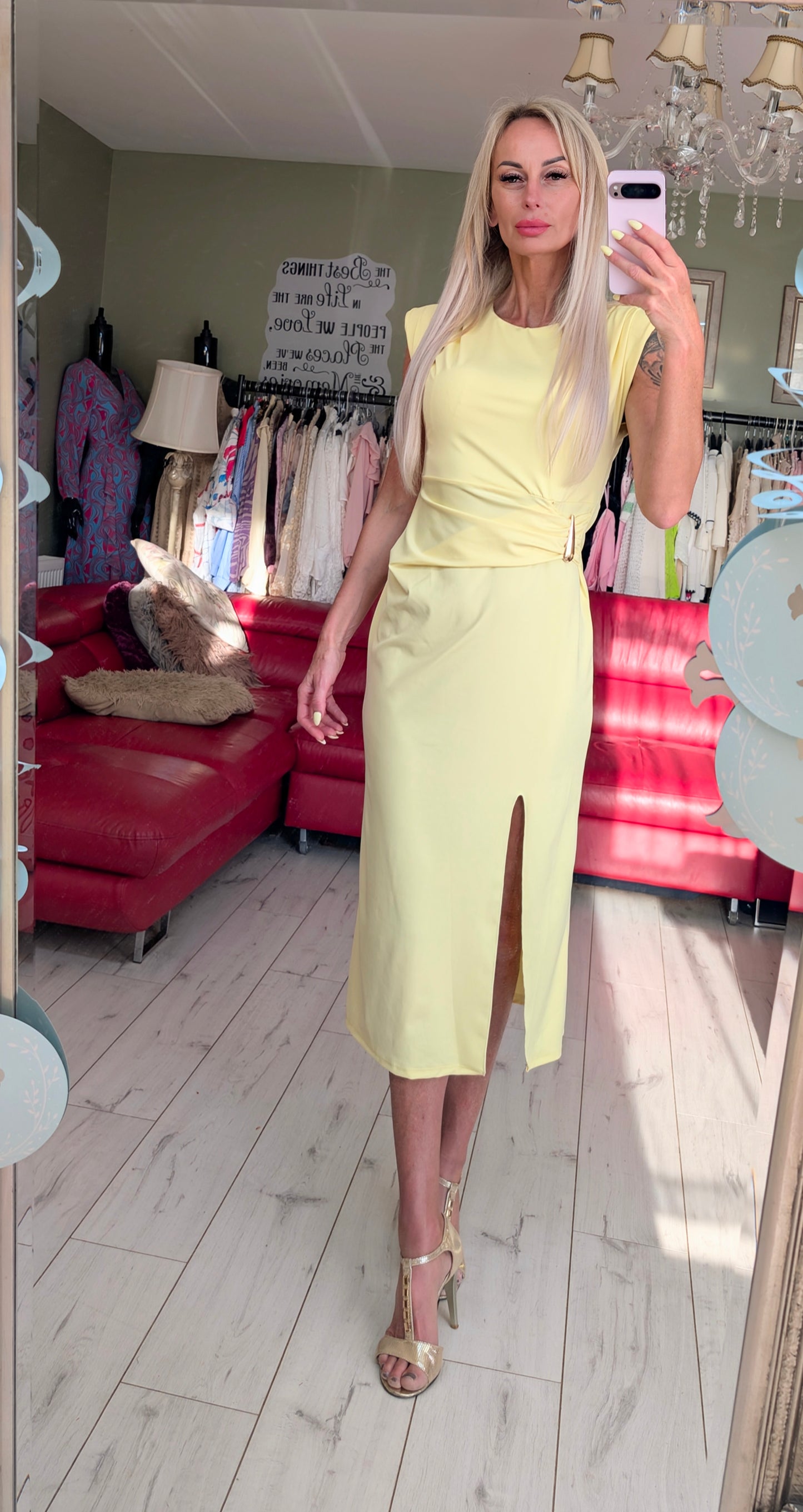 Yellow Midi Classic Dress