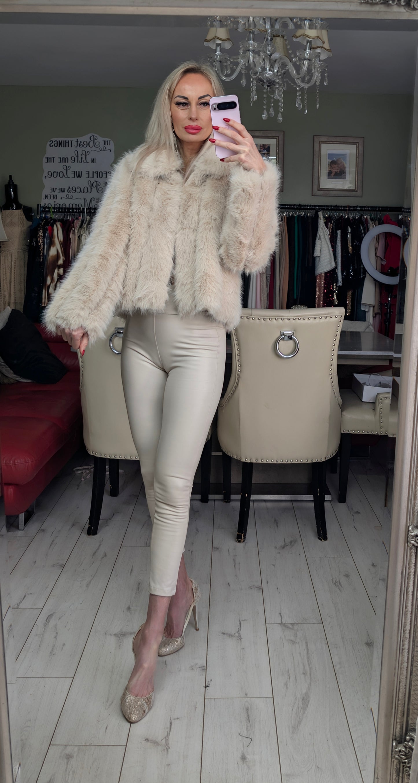Beige Stunning Fur Coat