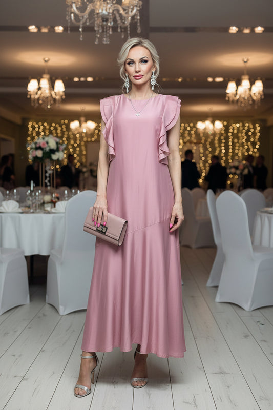 Stunning Light Pink Occasion Silk Dress