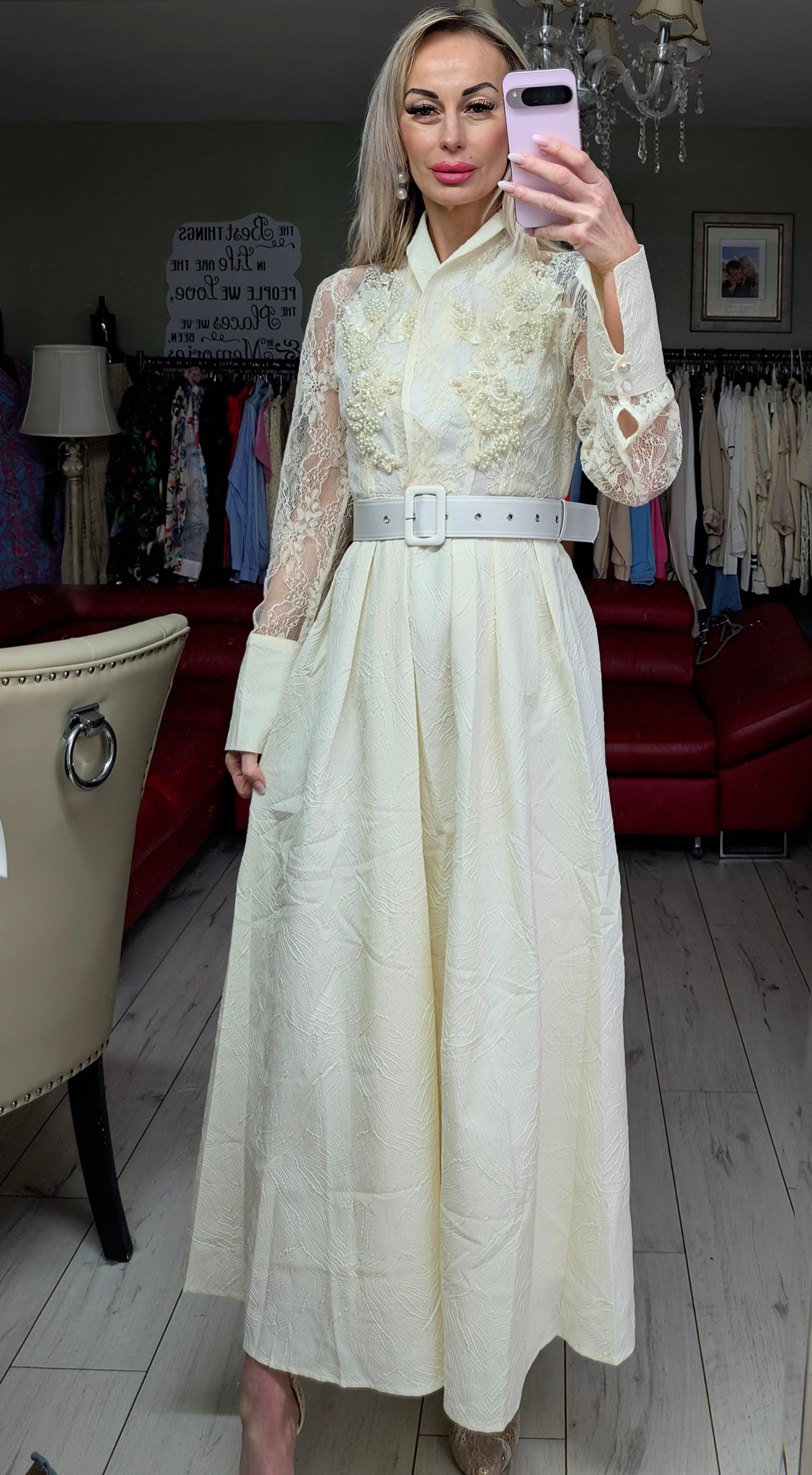 Cream Elegant Maxi Dress