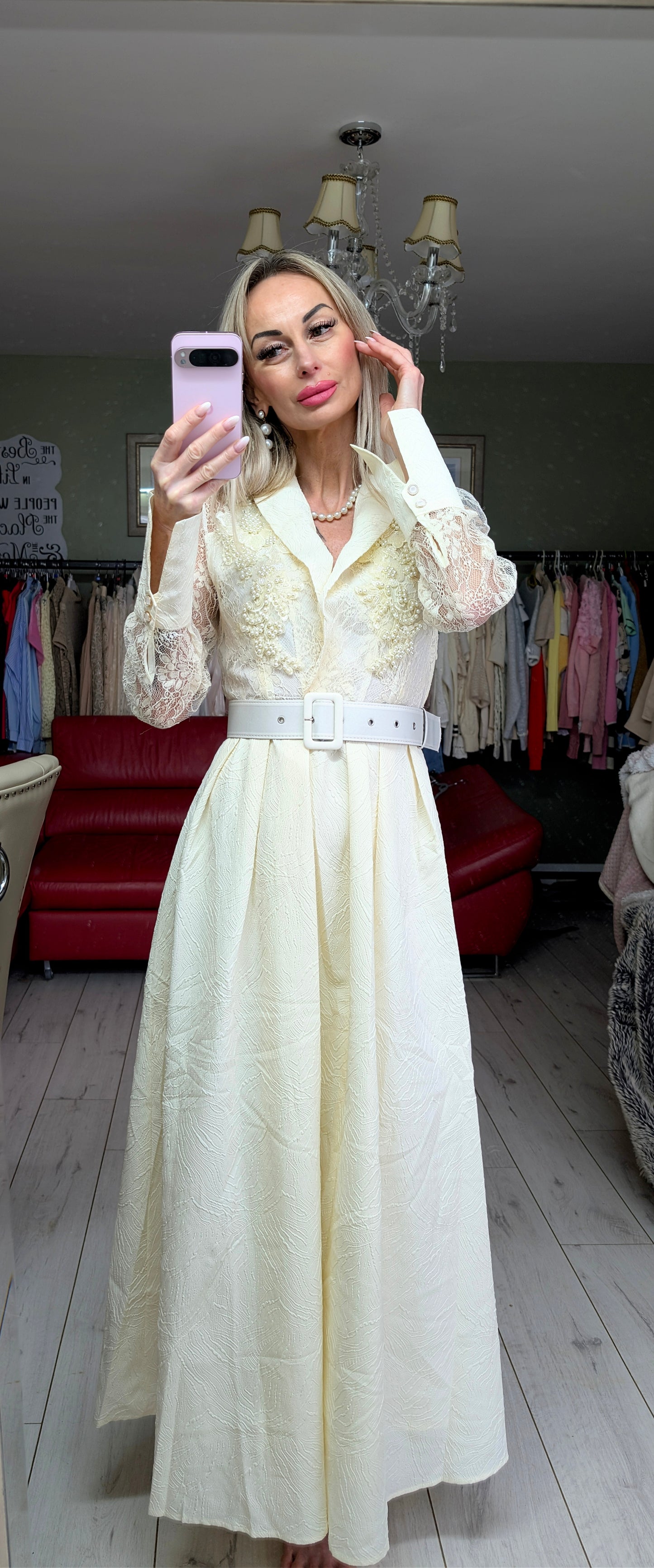 Cream Elegant Maxi Dress