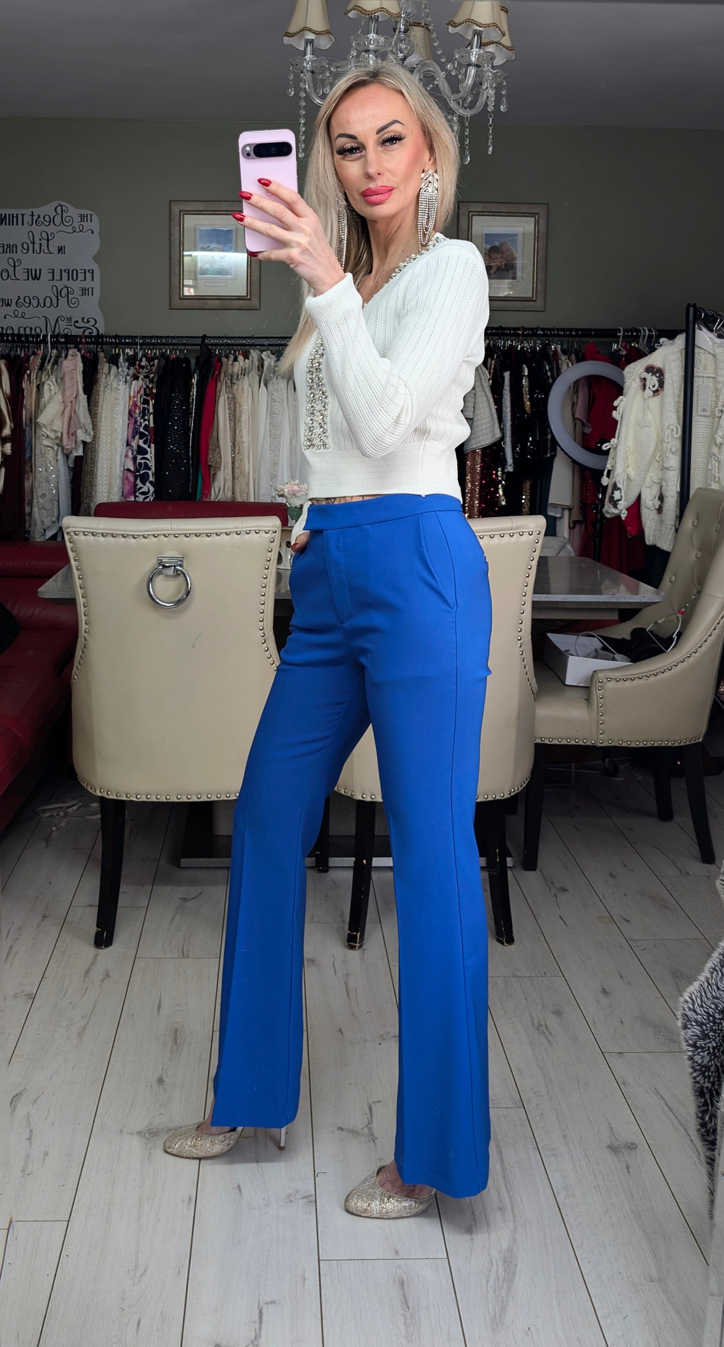 Stunning Blue Colour Of Flared Trousers