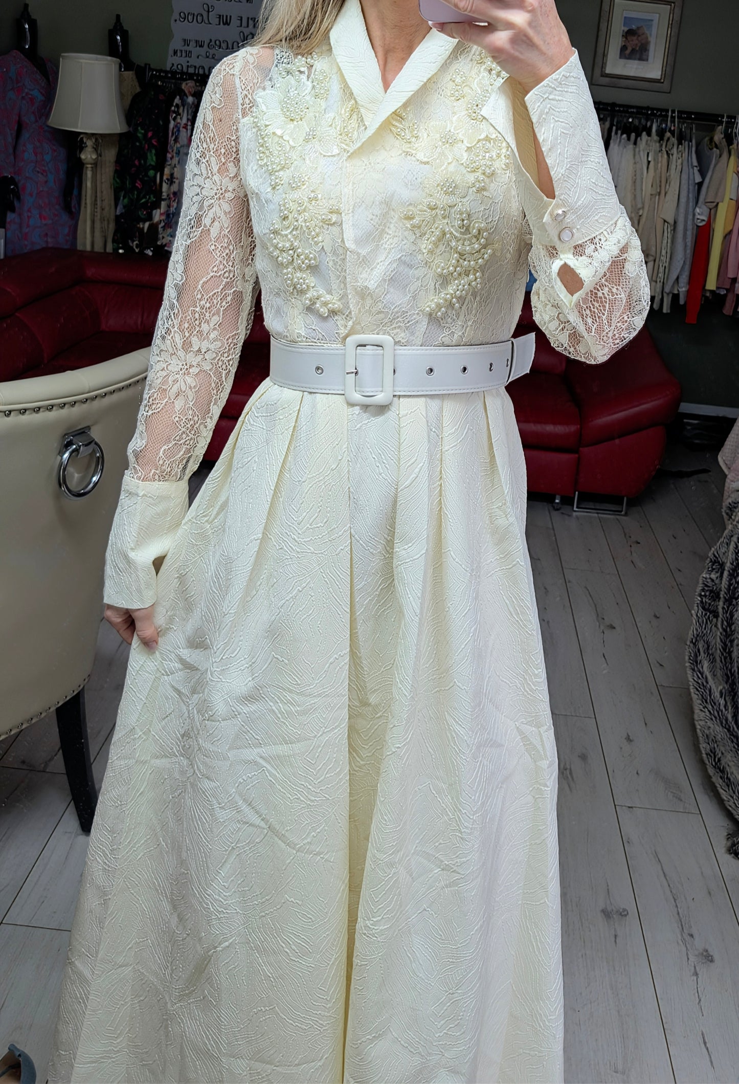 Cream Elegant Maxi Dress