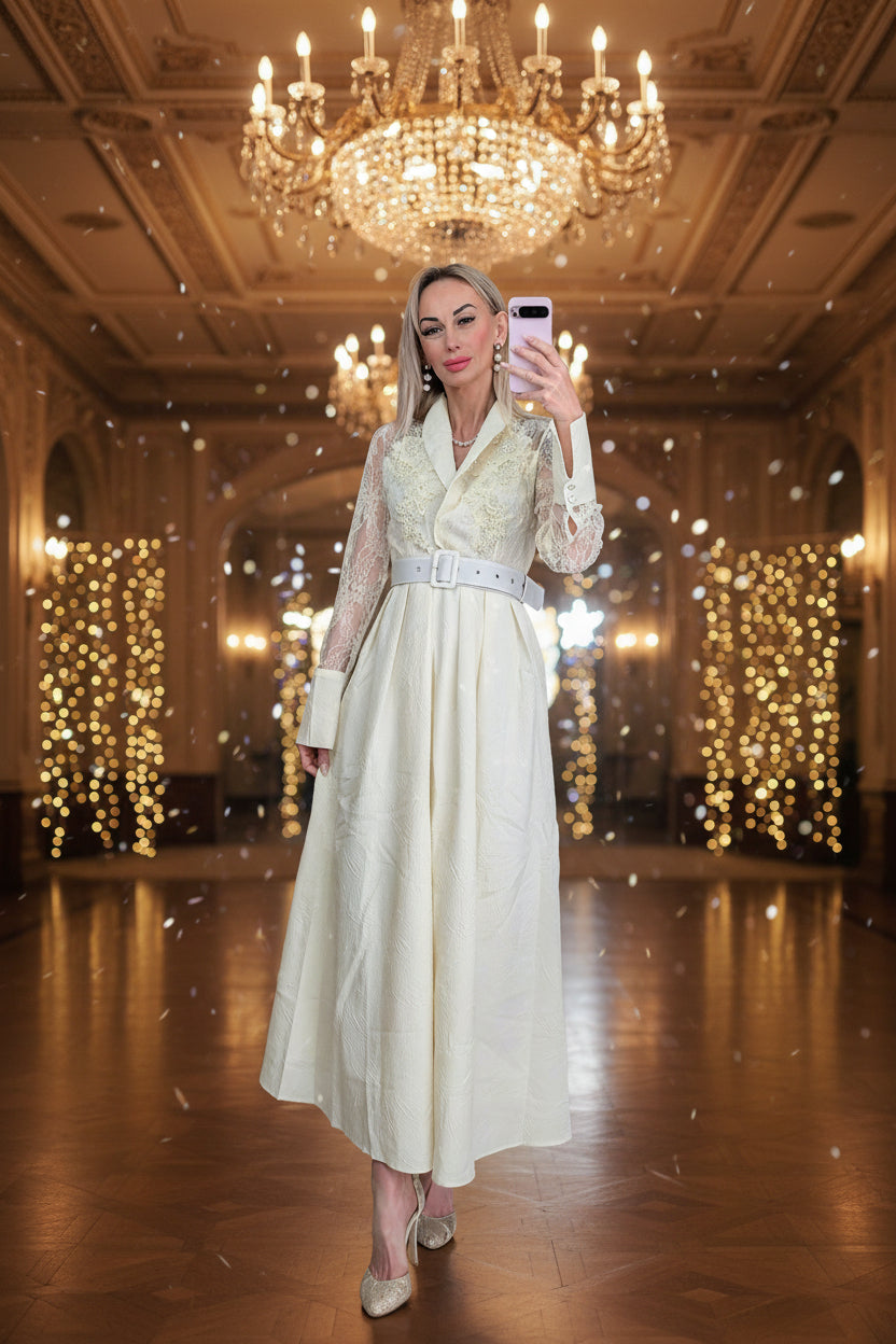 Cream Elegant Maxi Dress
