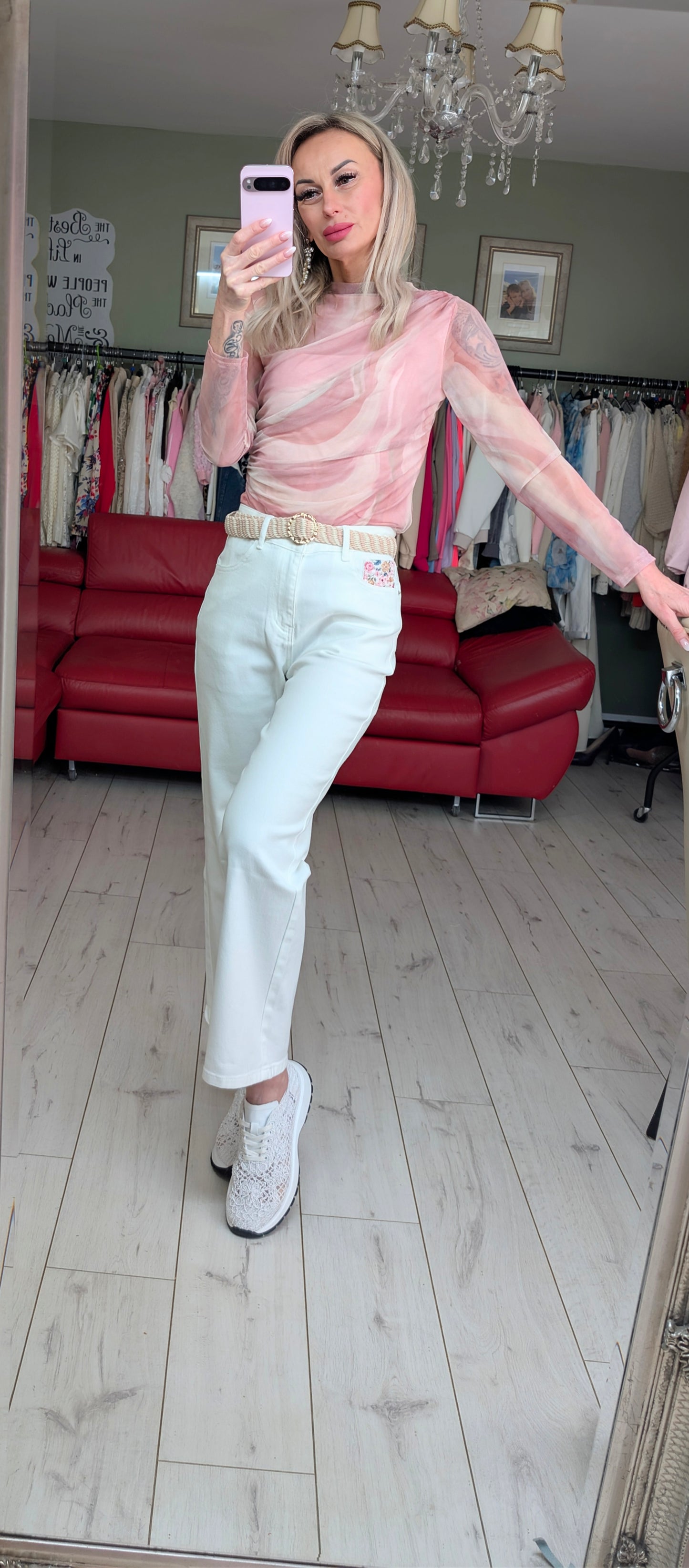 White Trousers With Belt