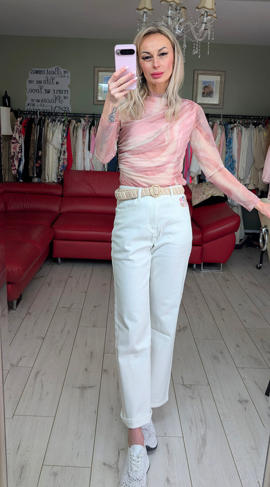 White Trousers With Belt