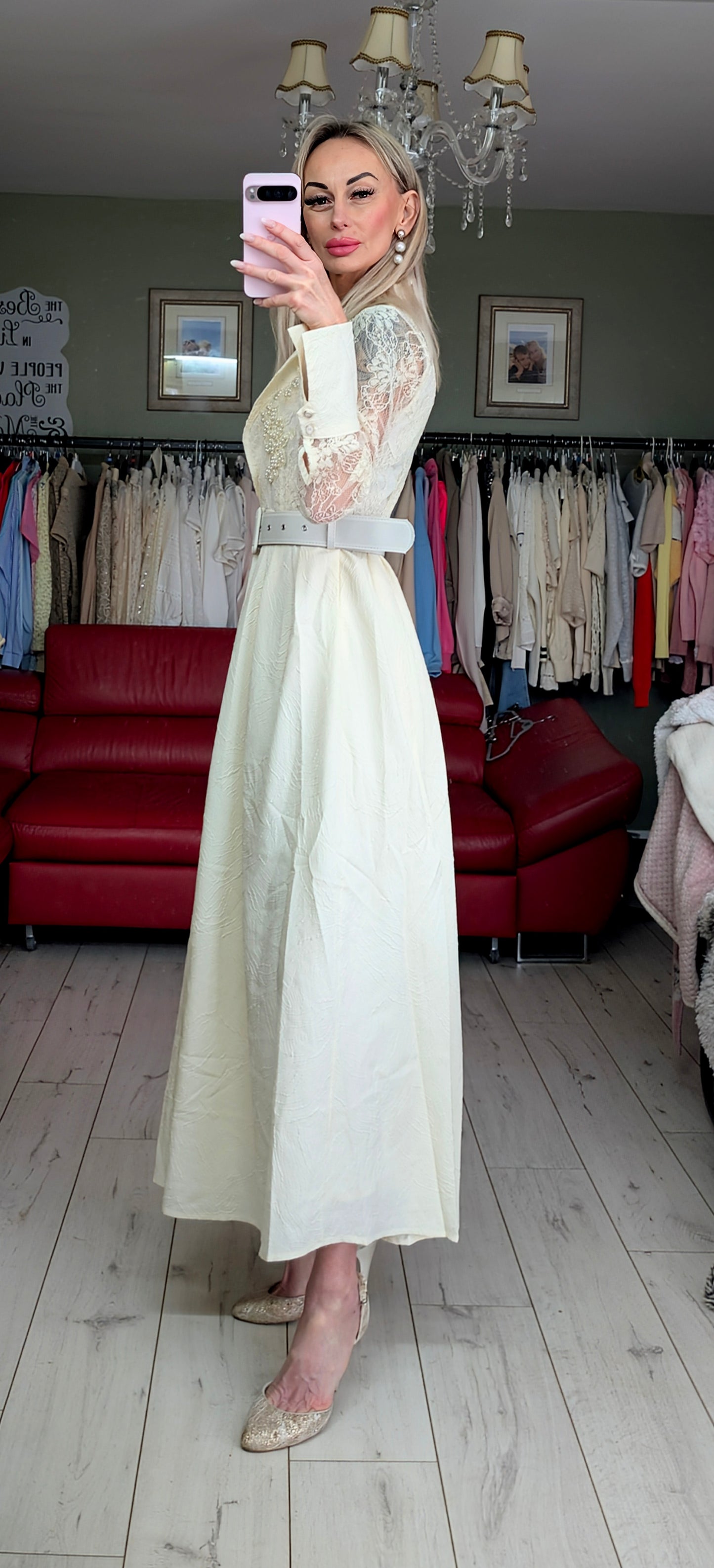 Cream Elegant Maxi Dress