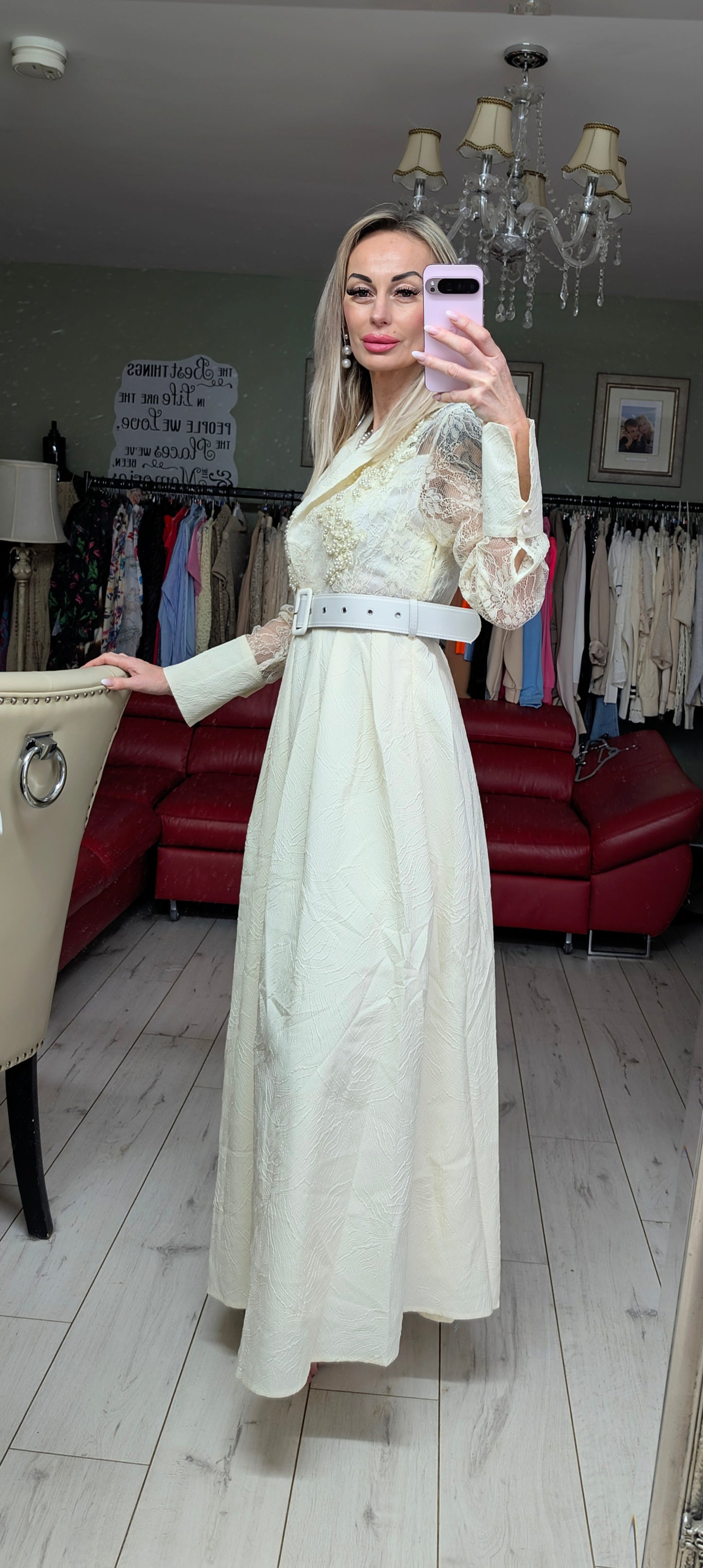 Cream Elegant Maxi Dress