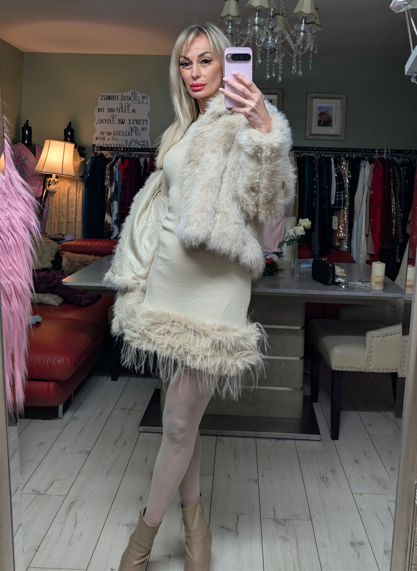 Sweater Dress With Fur