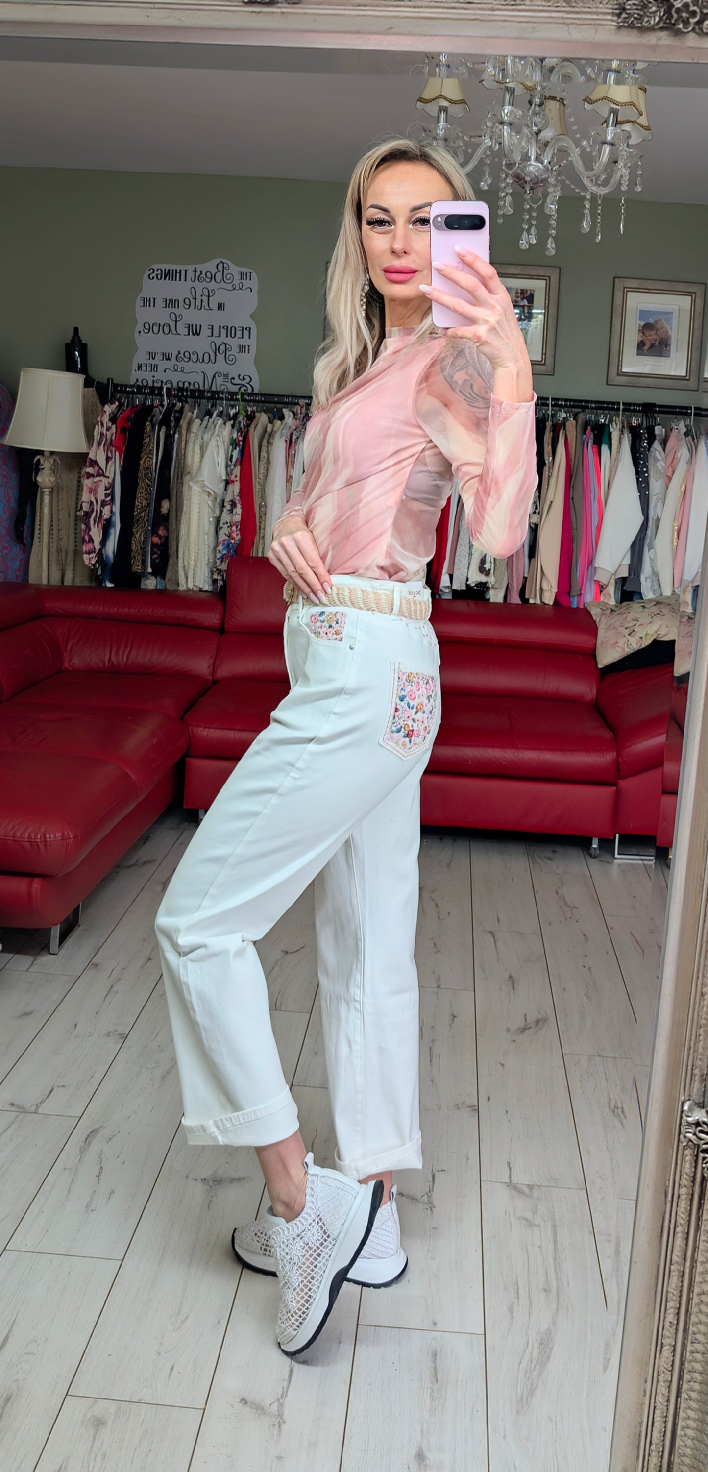 White Trousers With Belt