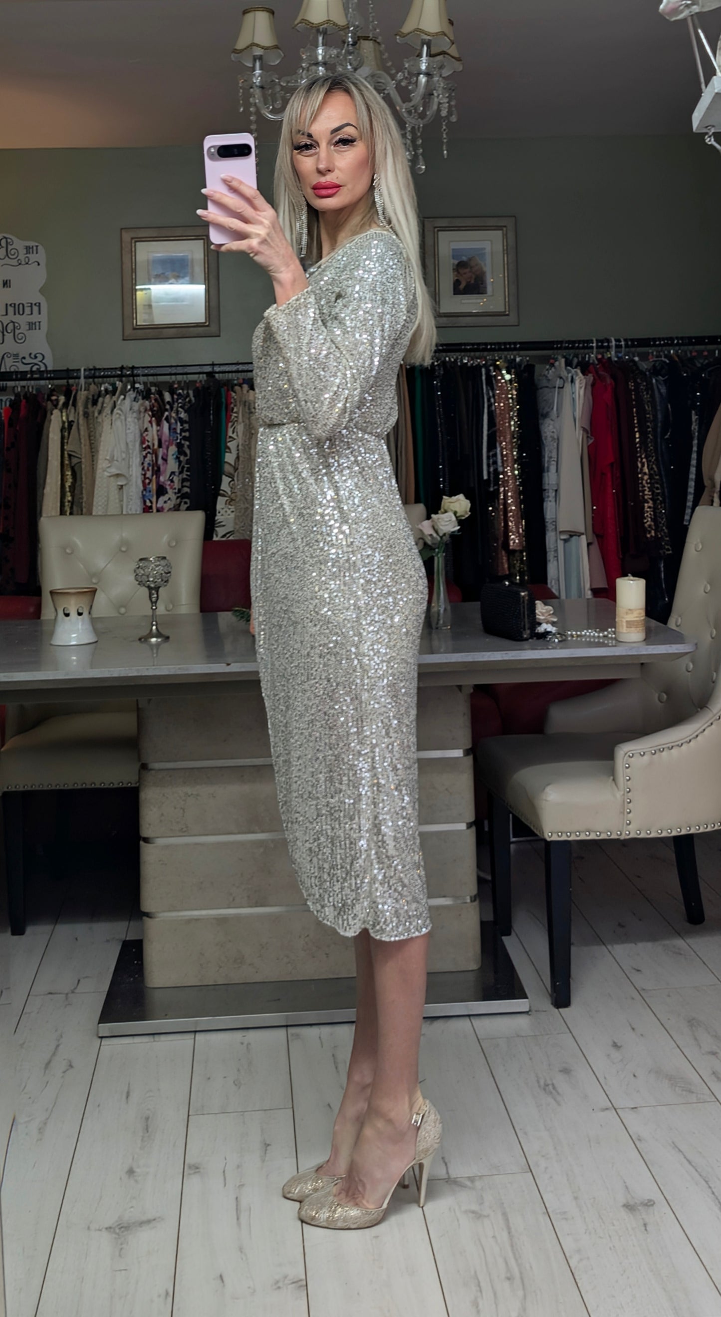 Sequin Dress In Silver And Gold