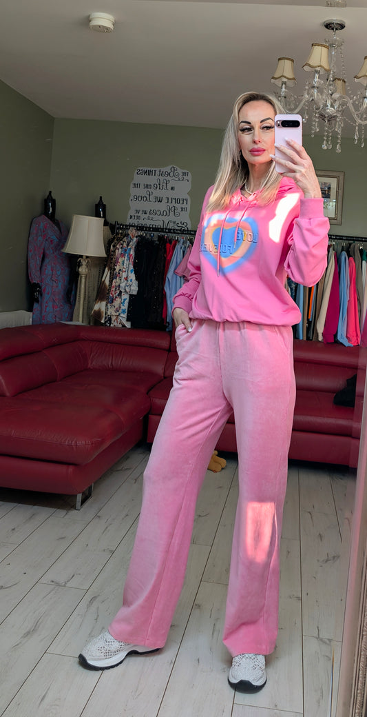 Pink Hoodie With Heart - Love Forever